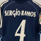 Shop 2005/06 REAL MADRID SERGIO RAMOS #4 AWAY SHIRT (M) ADIDAS, classic football shirts, vintage football shirts & retro soccer jerseys at Cult Kits