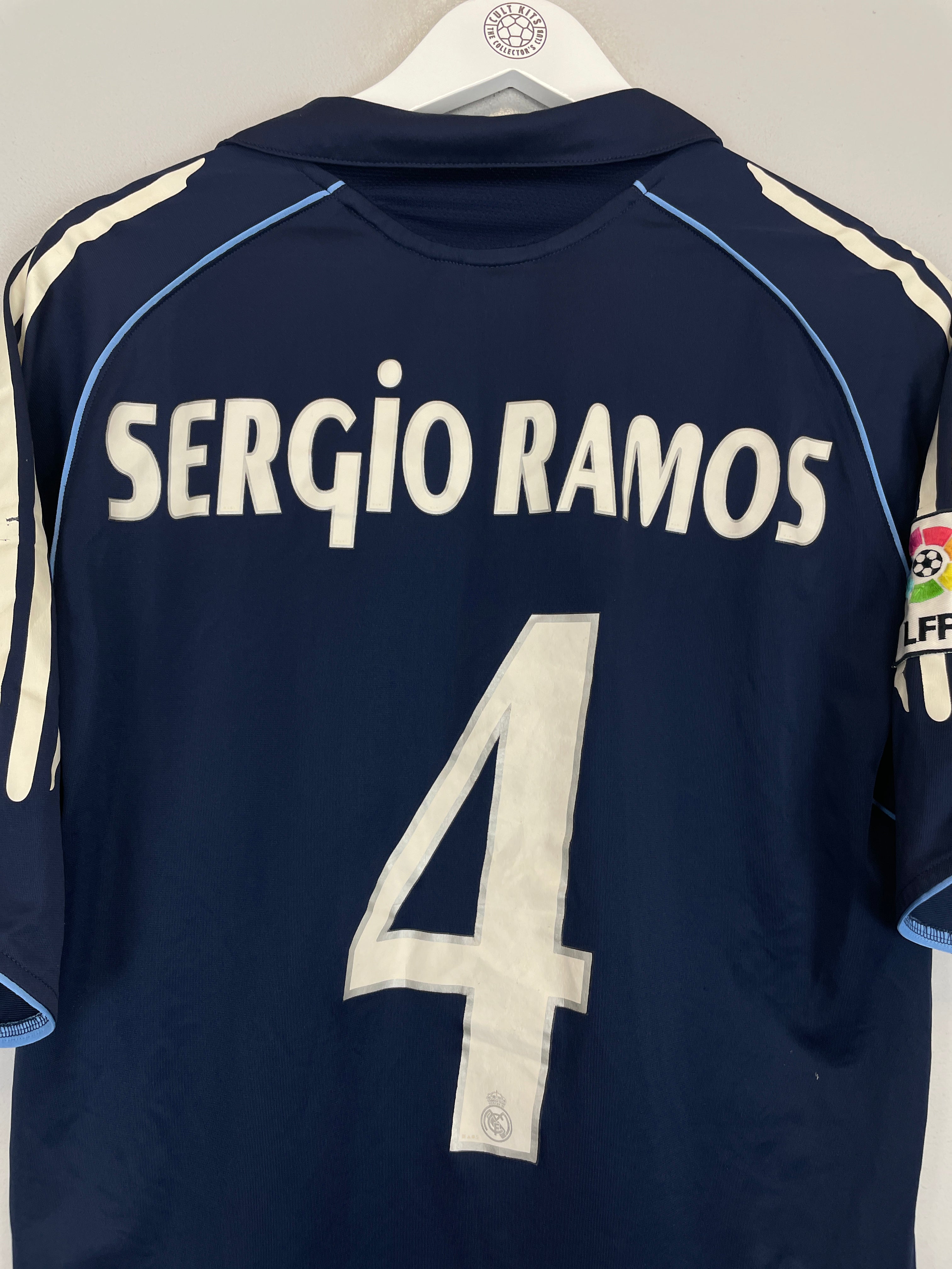Shop 2005/06 REAL MADRID SERGIO RAMOS #4 AWAY SHIRT (M) ADIDAS, classic football shirts, vintage football shirts & retro soccer jerseys at Cult Kits