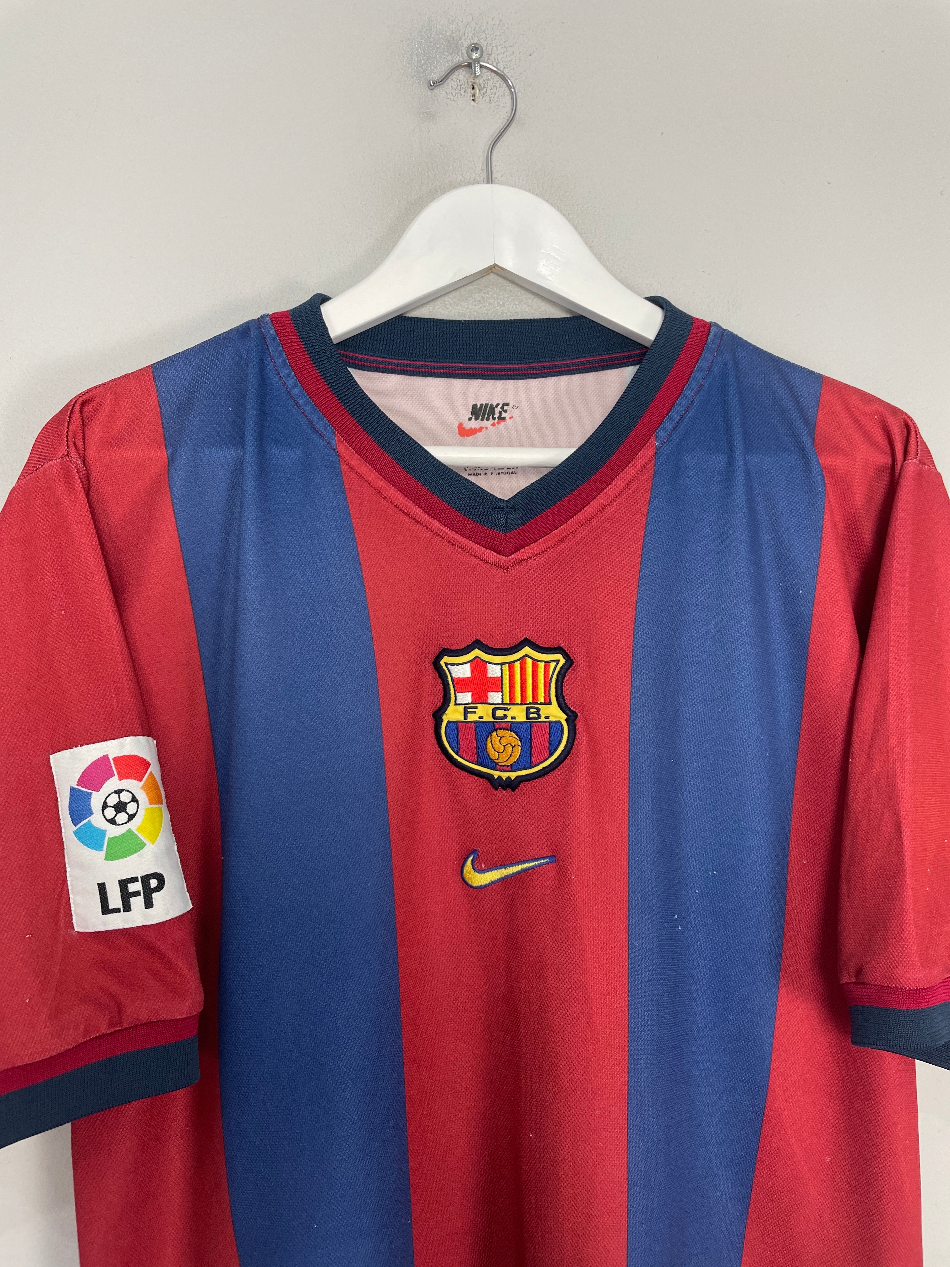 Shop 1998/00 BARCELONA GUARDIOLA #4 HOME SHIRT (M) NIKE, classic football shirts, vintage football shirts & retro soccer jerseys at Cult Kits
