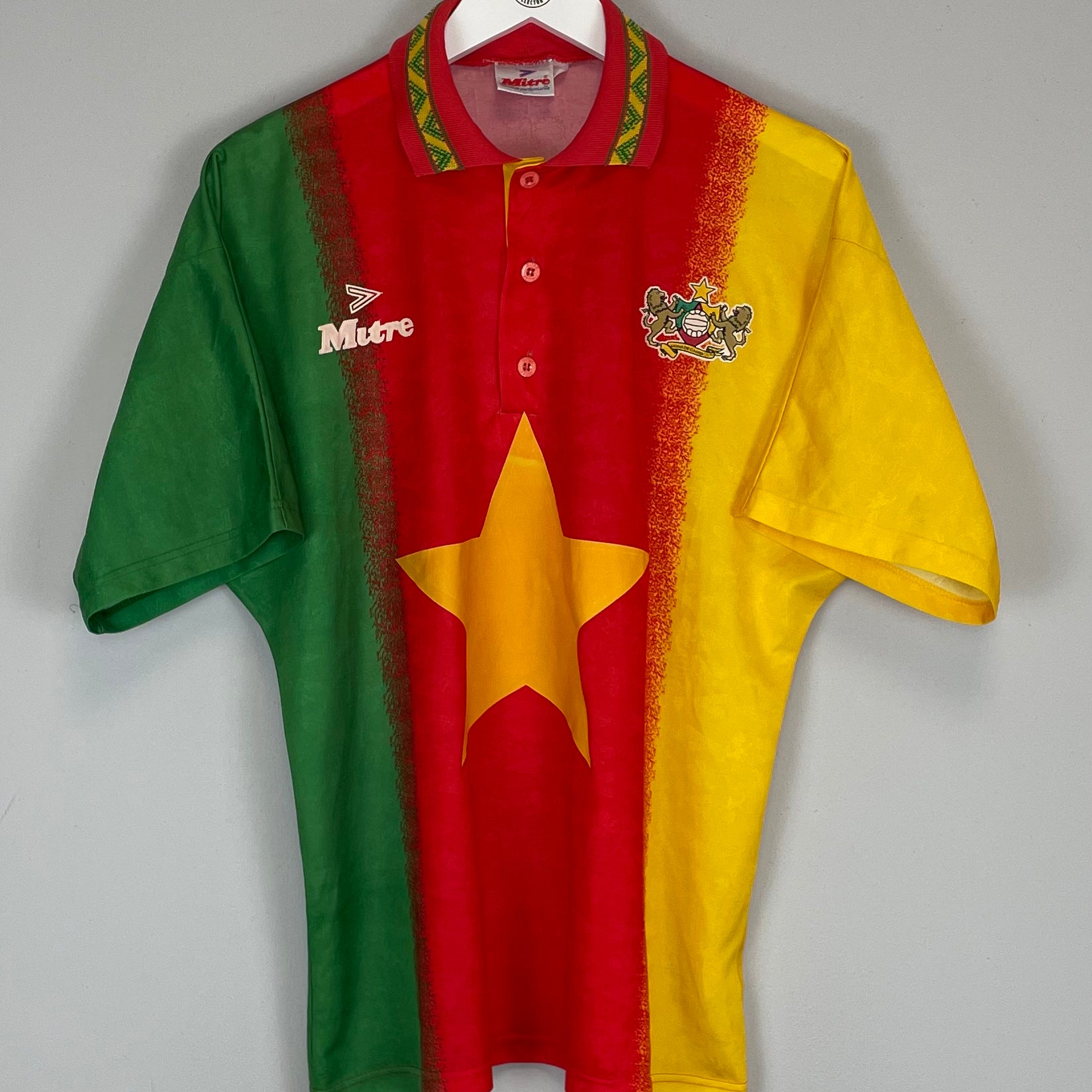 Shop 1994/95 CAMEROON HOME SHIRT (L) MITRE, classic football shirts, vintage football shirts & retro soccer jerseys at Cult Kits