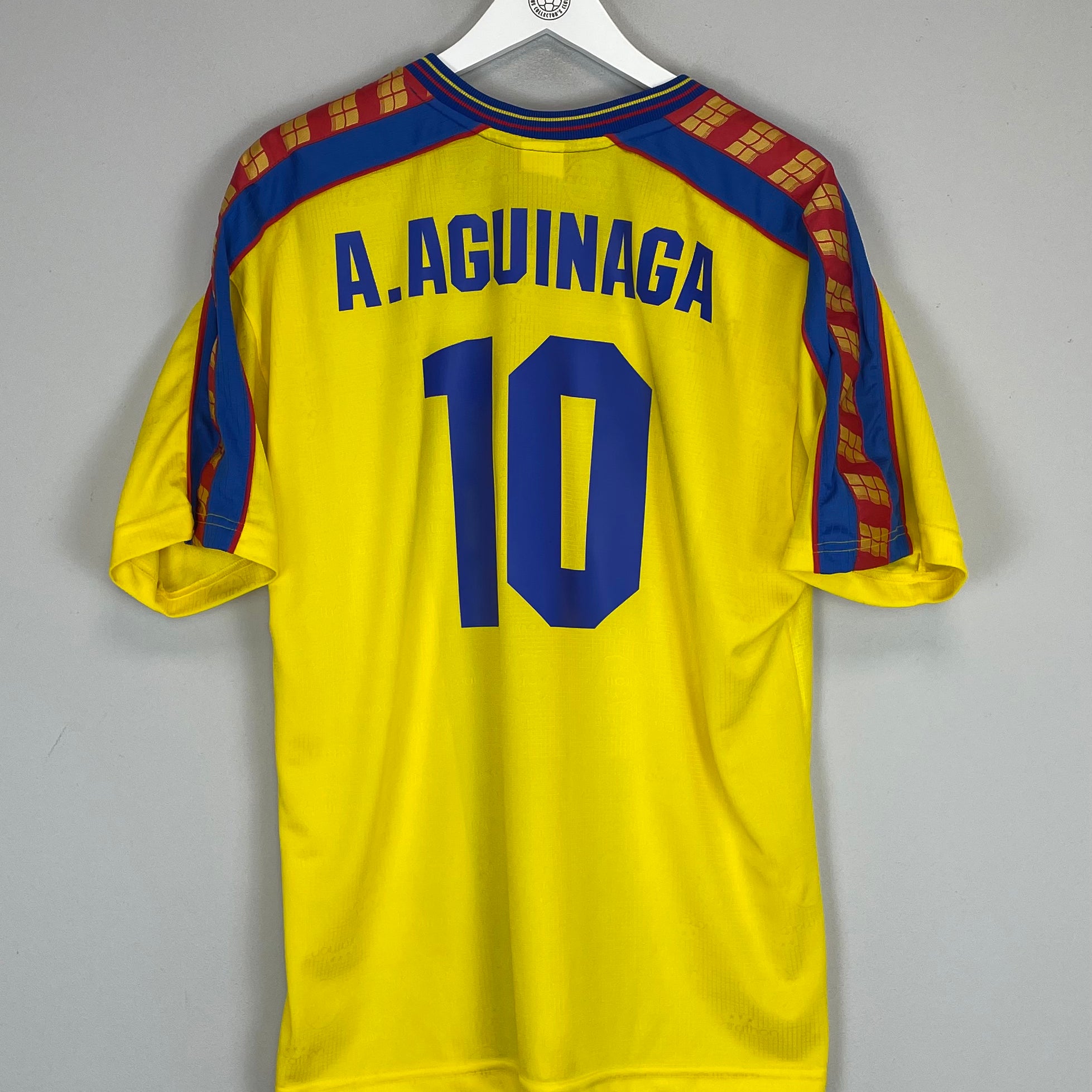 Shop 1998/01 ECUADOR A.AGUINAGA #10 HOME SHIRT (L) MARATHON, classic football shirts, vintage football shirts & retro soccer jerseys at Cult Kits