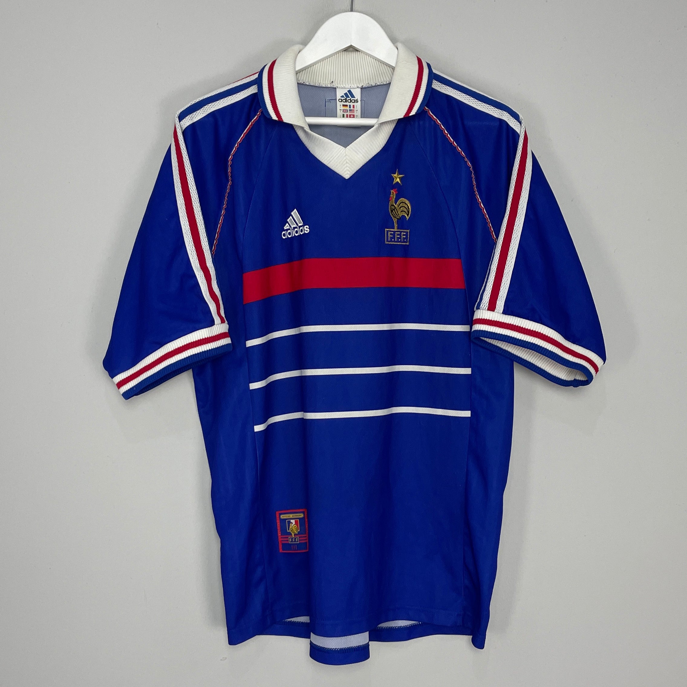 Shop 1998/99 FRANCE HOME SHIRT (L) ADIDAS, classic football shirts, vintage football shirts & retro soccer jerseys at Cult Kits