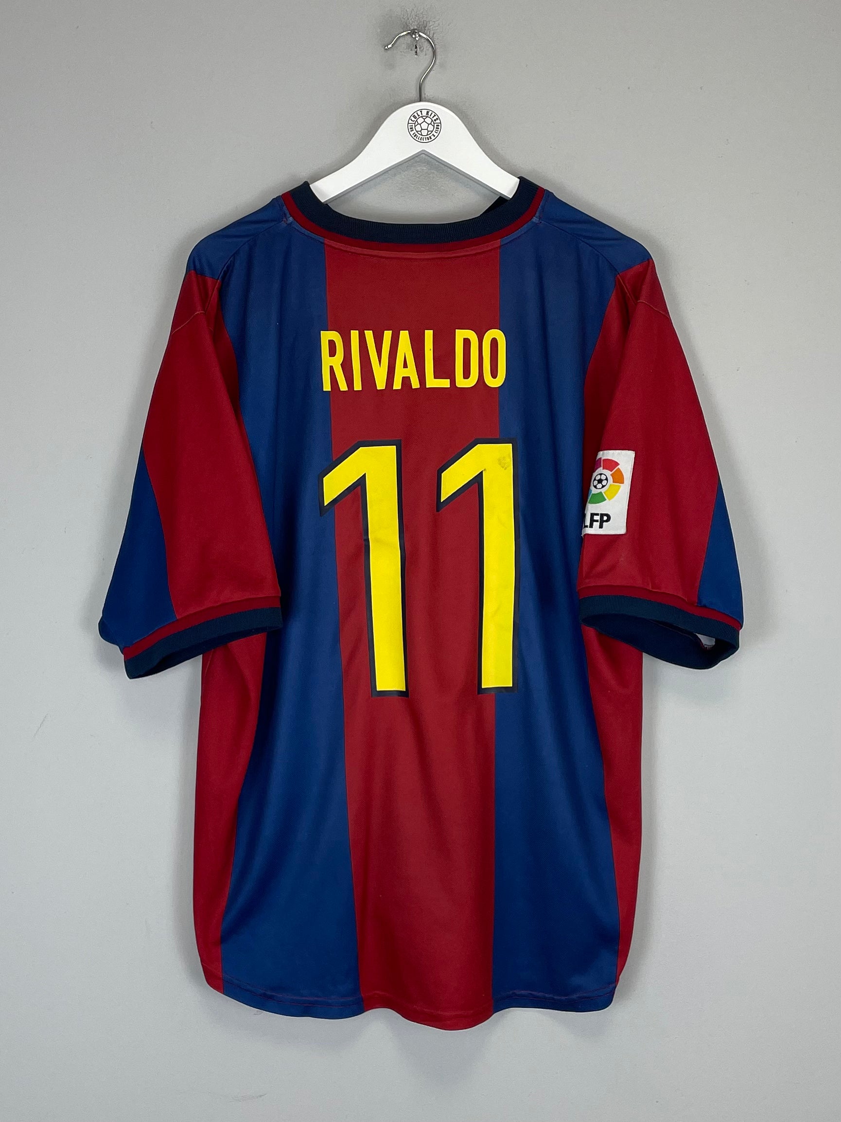 Shop 1998/99 BARCELONA RIVALDO #11 HOME SHIRT (XL) NIKE, classic football shirts, vintage football shirts & retro soccer jerseys at Cult Kits