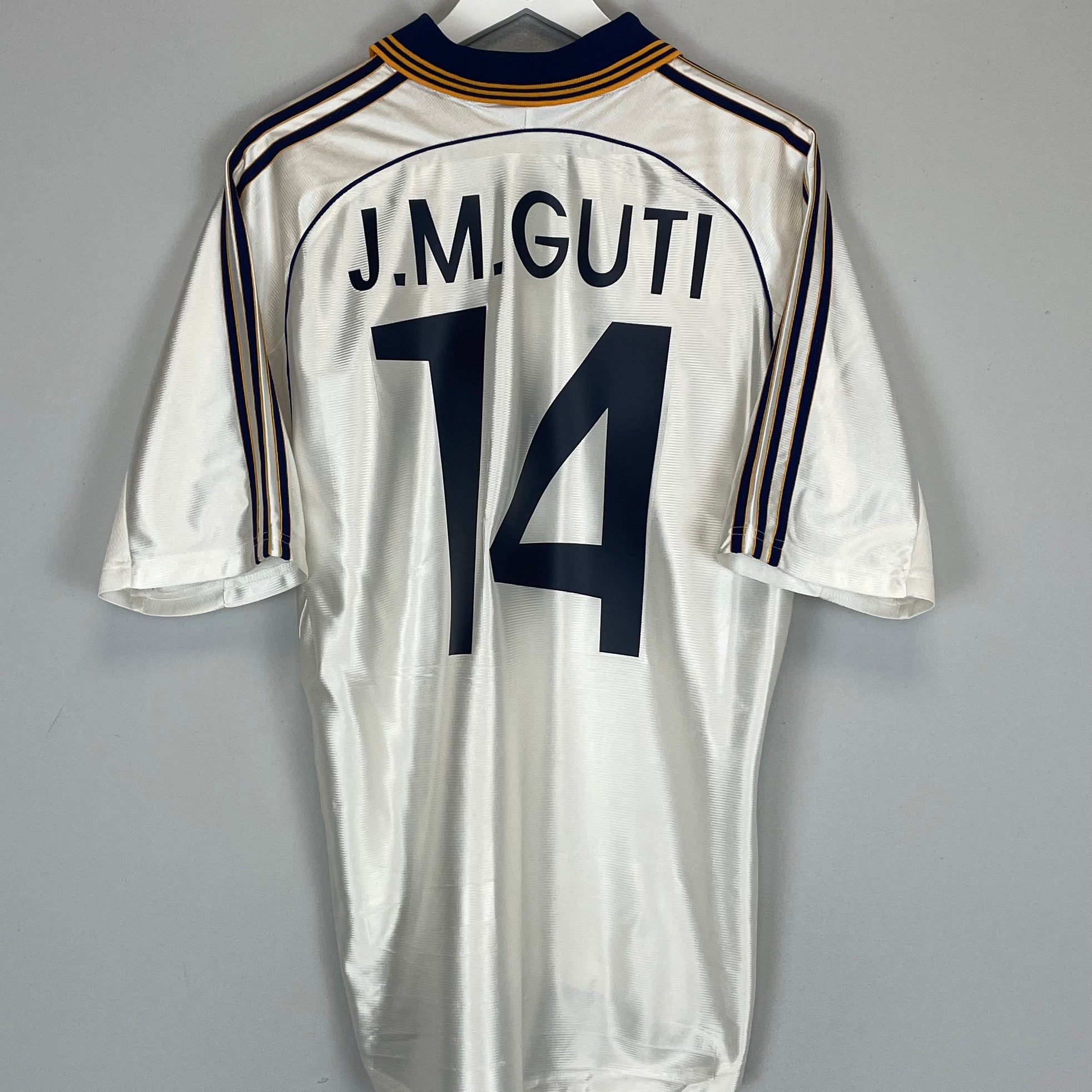 Shop 1998/00 REAL MADRID J.M GUTI #14 HOME SHIRT (M) ADIDAS, classic football shirts, vintage football shirts & retro soccer jerseys at Cult Kits