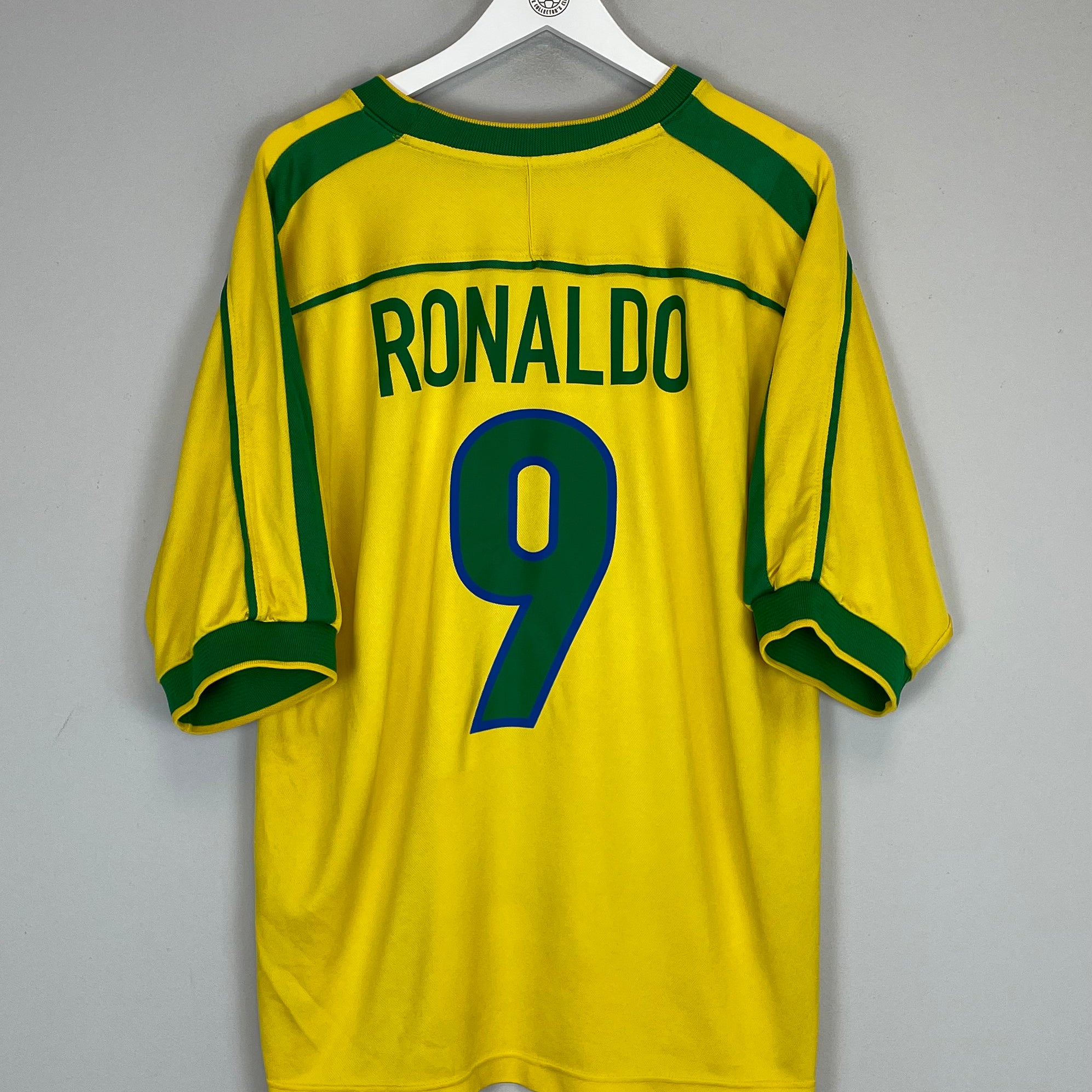 Shop 1998/00 BRAZIL RONALDO #9 HOME SHIRT (XL) NIKE, classic football shirts, vintage football shirts & retro soccer jerseys at Cult Kits