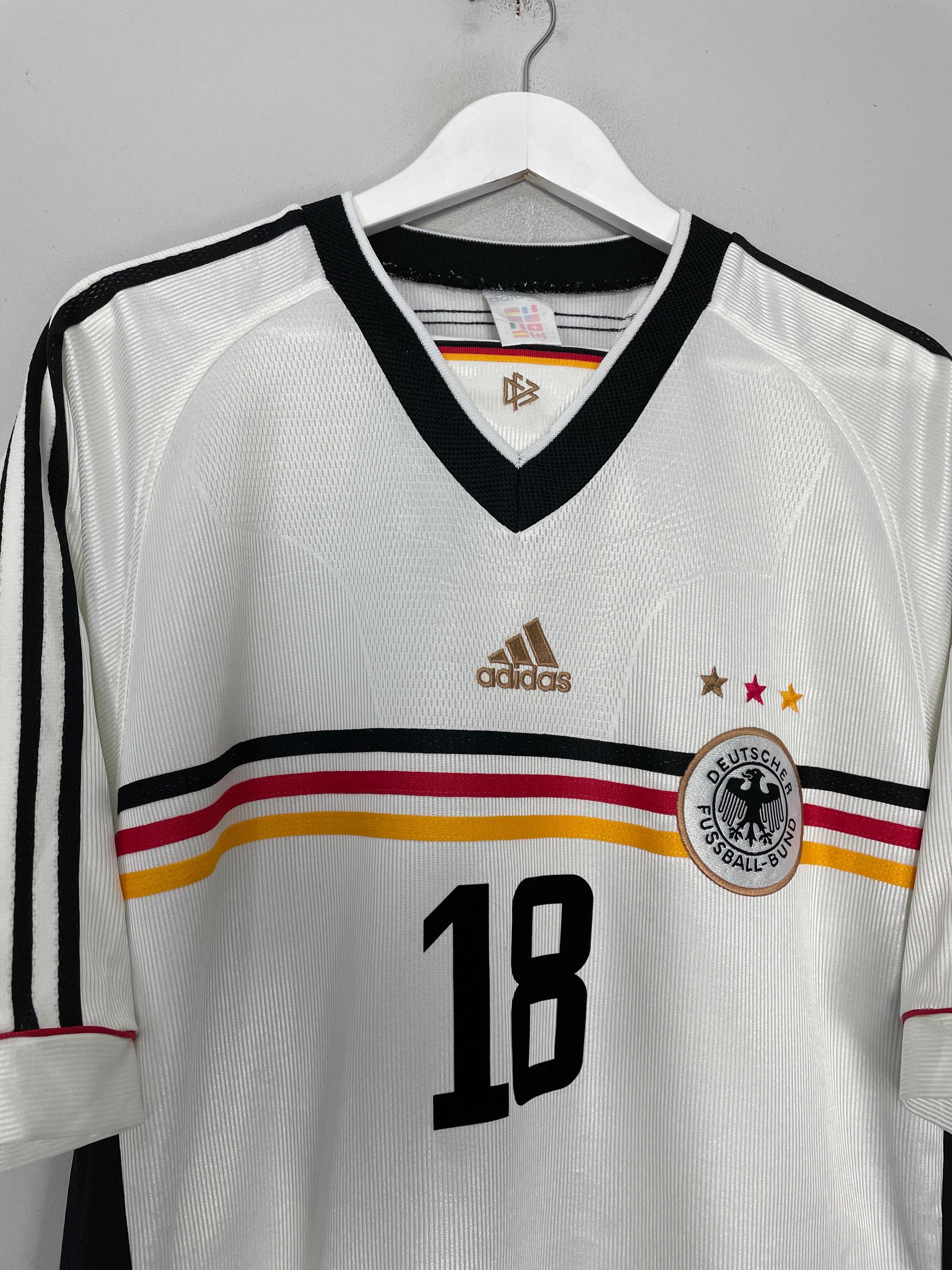 Shop 1998/00 GERMANY KLINSMANN #18 HOME SHIRT (L) ADIDAS, classic football shirts, vintage football shirts & retro soccer jerseys at Cult Kits