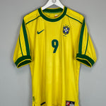 Shop 1998/00 BRAZIL RONALDO #9 HOME SHIRT (L) NIKE, classic football shirts, vintage football shirts & retro soccer jerseys at Cult Kits