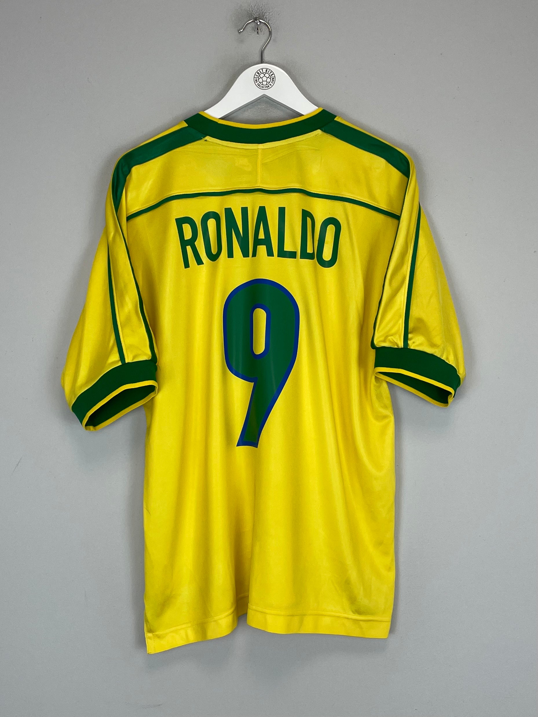 Shop 1998/00 BRAZIL RONALDO #9 HOME SHIRT (L) NIKE, classic football shirts, vintage football shirts & retro soccer jerseys at Cult Kits