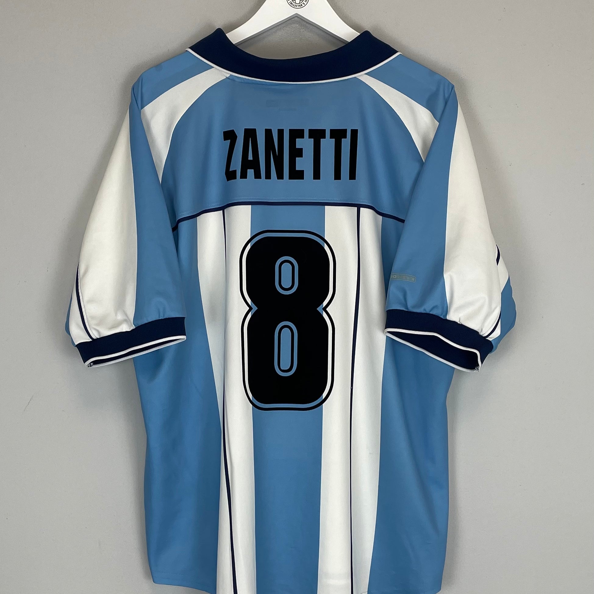 Shop 2000/01 ARGENTINA ZANETTI #8 HOME SHIRT (L) REEBOK, classic football shirts, vintage football shirts & retro soccer jerseys at Cult Kits