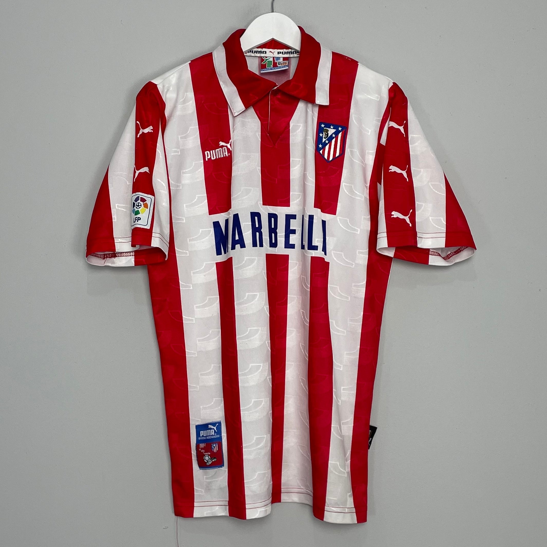 Shop 1997/98 ATLETICO MADRID #7 HOME SHIRT (M) PUMA, classic football shirts, vintage football shirts & retro soccer jerseys at Cult Kits