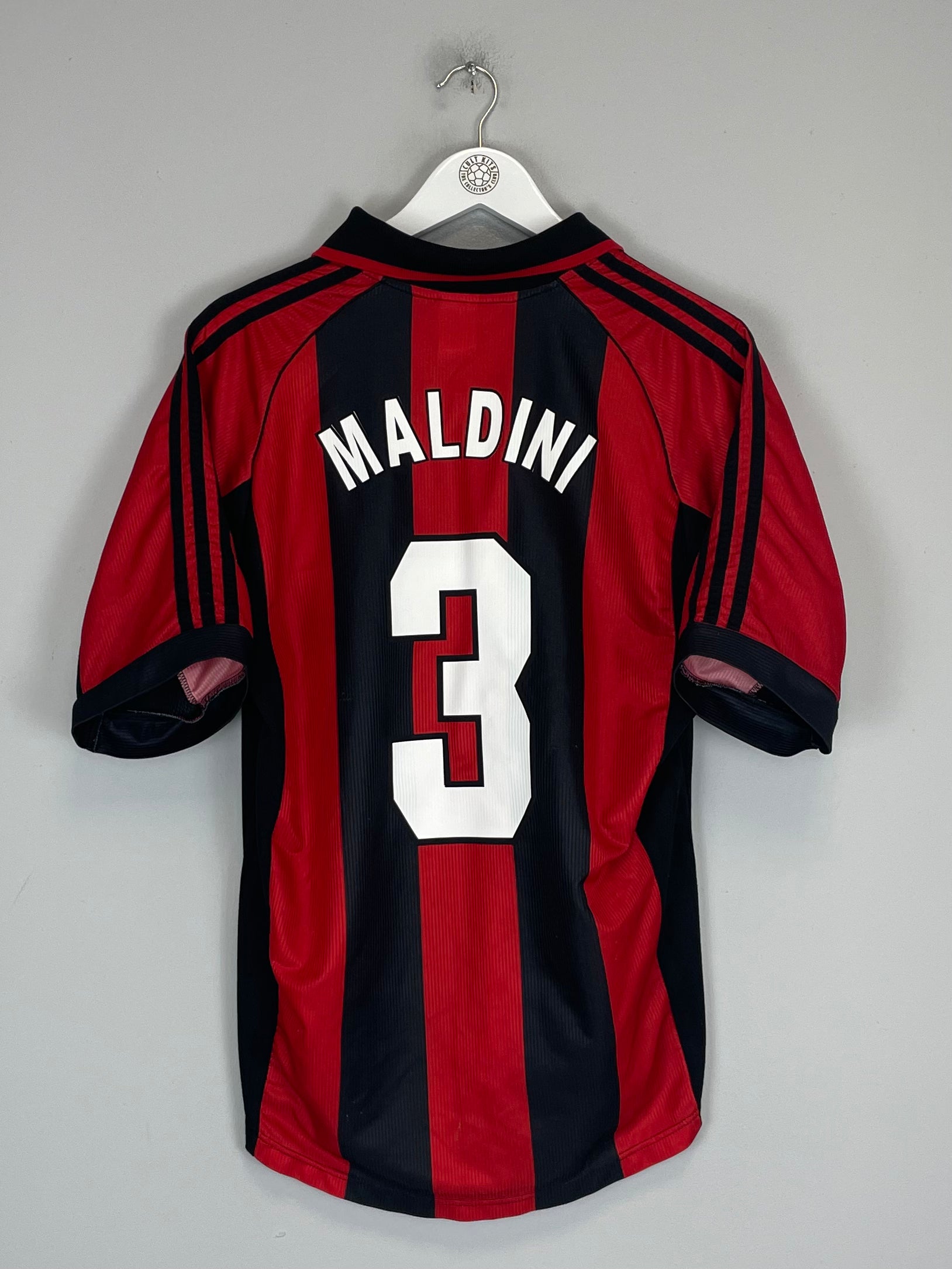 Shop 1998/00 AC MILAN MALDINI #3 HOME SHIRT (M) ADIDAS, classic football shirts, vintage football shirts & retro soccer jerseys at Cult Kits