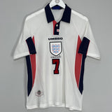 Shop 1997/99 ENGLAND BECKHAM #7 HOME SHIRT (M) UMBRO, classic football shirts, vintage football shirts & retro soccer jerseys at Cult Kits