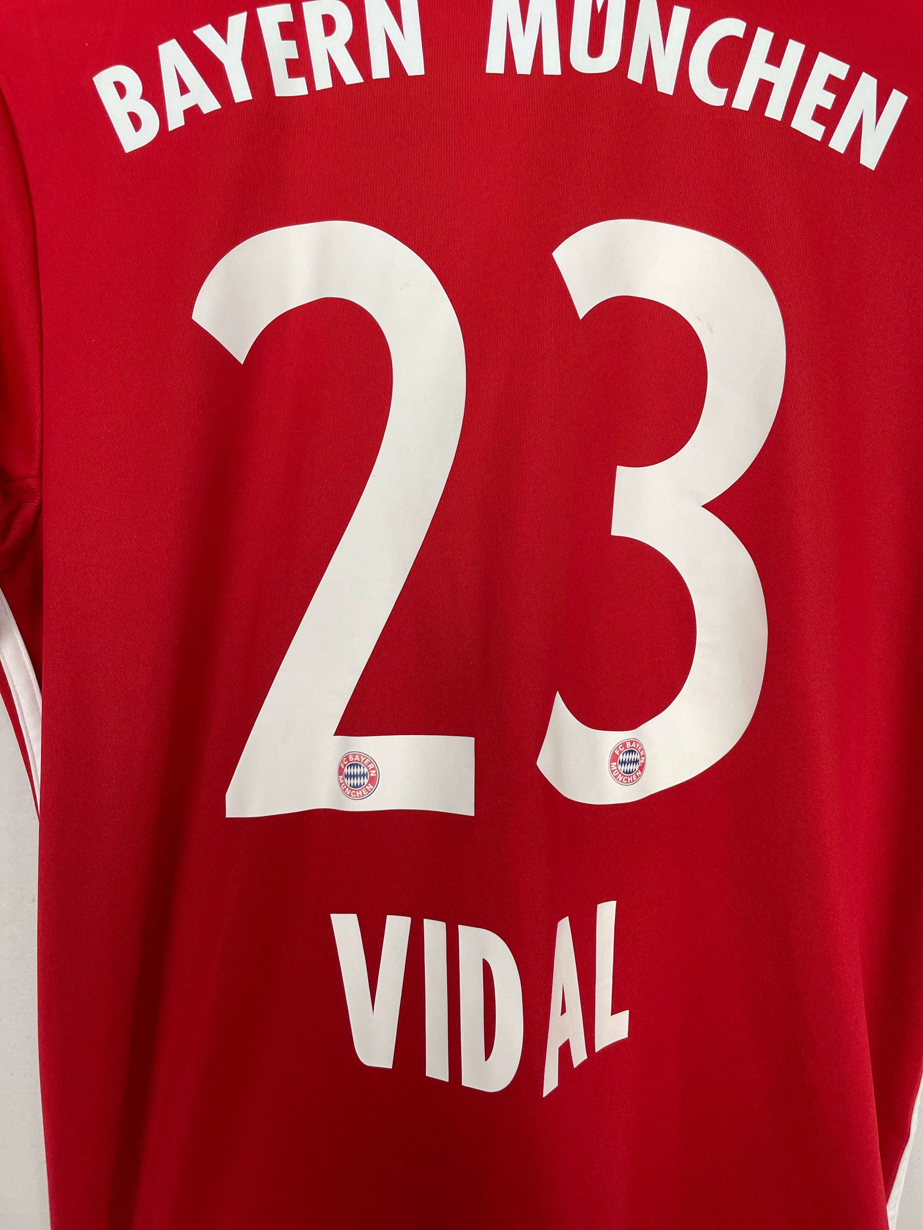 Shop 2016/17 BAYERN MUNICH VIDAL #23 C/L HOME SHIRT (M) ADIDAS, classic football shirts, vintage football shirts & retro soccer jerseys at Cult Kits
