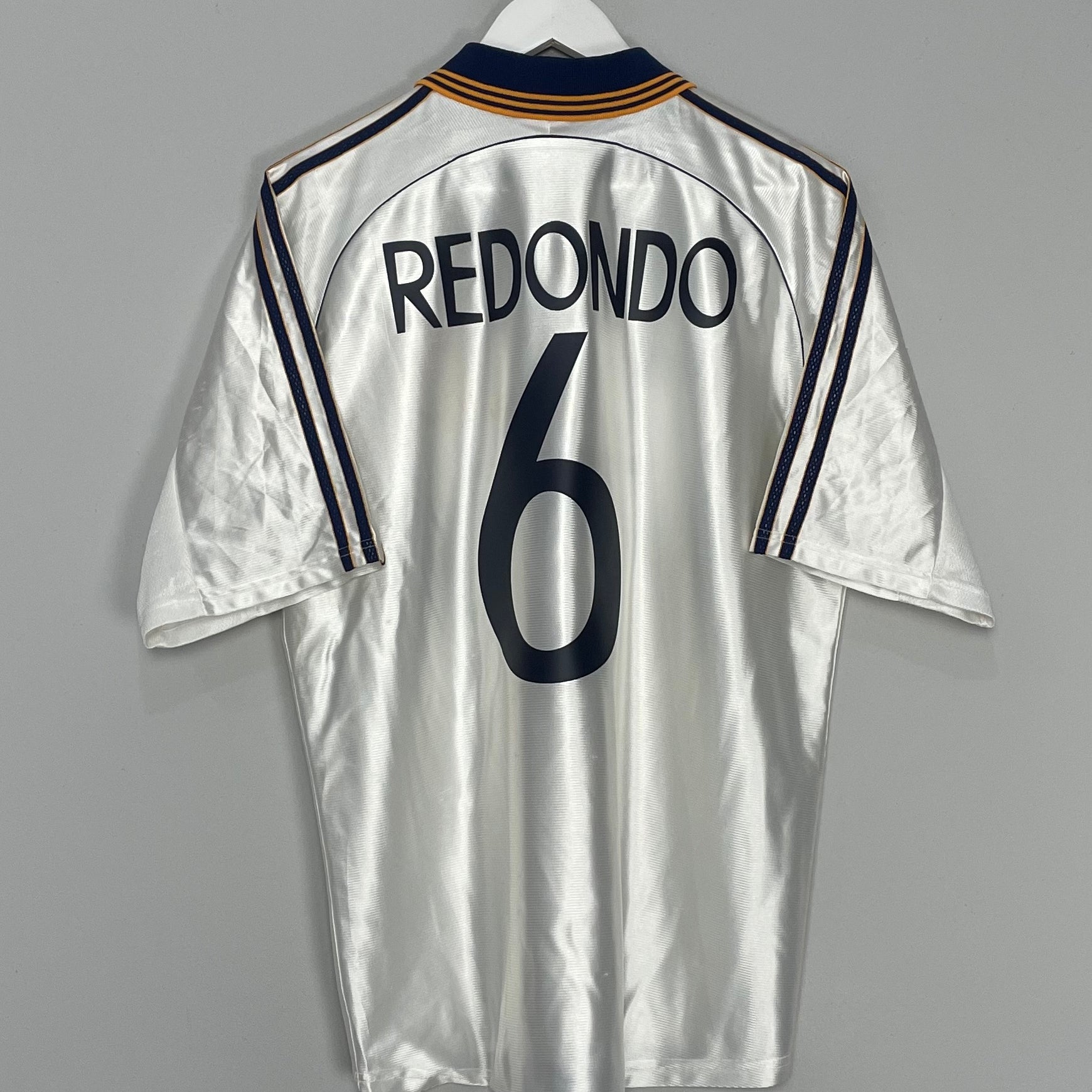 Shop 1998/00 REAL MADRID REDONDO #6 HOME SHIRT (M) ADIDAS, classic football shirts, vintage football shirts & retro soccer jerseys at Cult Kits