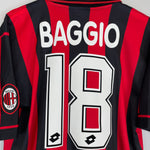Shop 1996/97 AC MILAN R.BAGGIO #18 HOME SHIRT (M) LOTTO, classic football shirts, vintage football shirts & retro soccer jerseys at Cult Kits