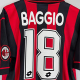 Shop 1996/97 AC MILAN R.BAGGIO #18 HOME SHIRT (M) LOTTO, classic football shirts, vintage football shirts & retro soccer jerseys at Cult Kits