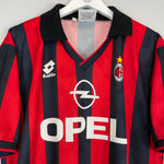 Shop 1995/96 AC MILAN WEAH #9 HOME SHIRT (XL) LOTTO, classic football shirts, vintage football shirts & retro soccer jerseys at Cult Kits