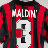 Shop 1993/94 AC MILAN MALDINI #3 HOME SHIRT (M) LOTTO, classic football shirts, vintage football shirts & retro soccer jerseys at Cult Kits