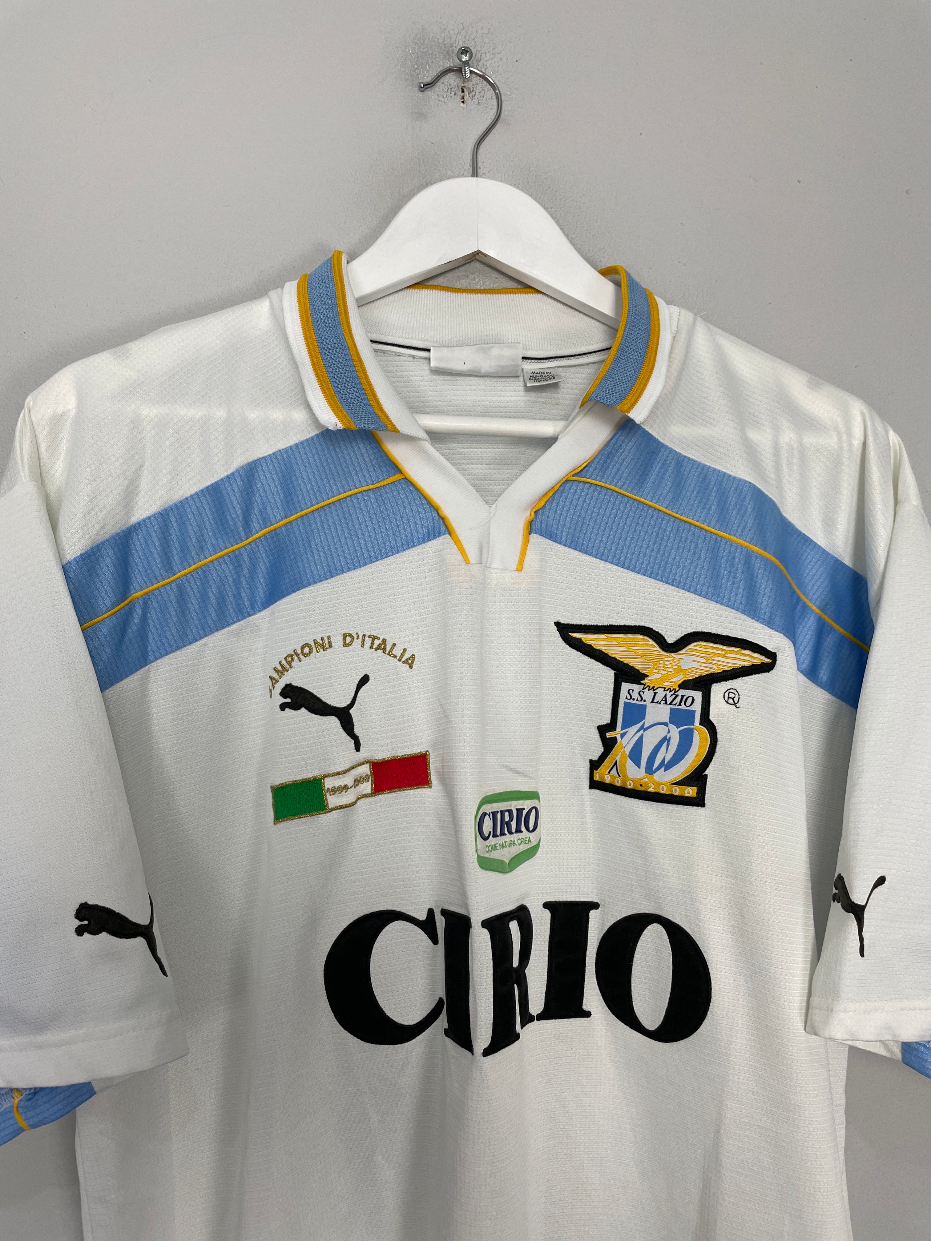 Shop 1999/00 LAZIO *CHAMPIONS* CENTENARY HOME SHIRT (XL) PUMA, classic football shirts, vintage football shirts & retro soccer jerseys at Cult Kits