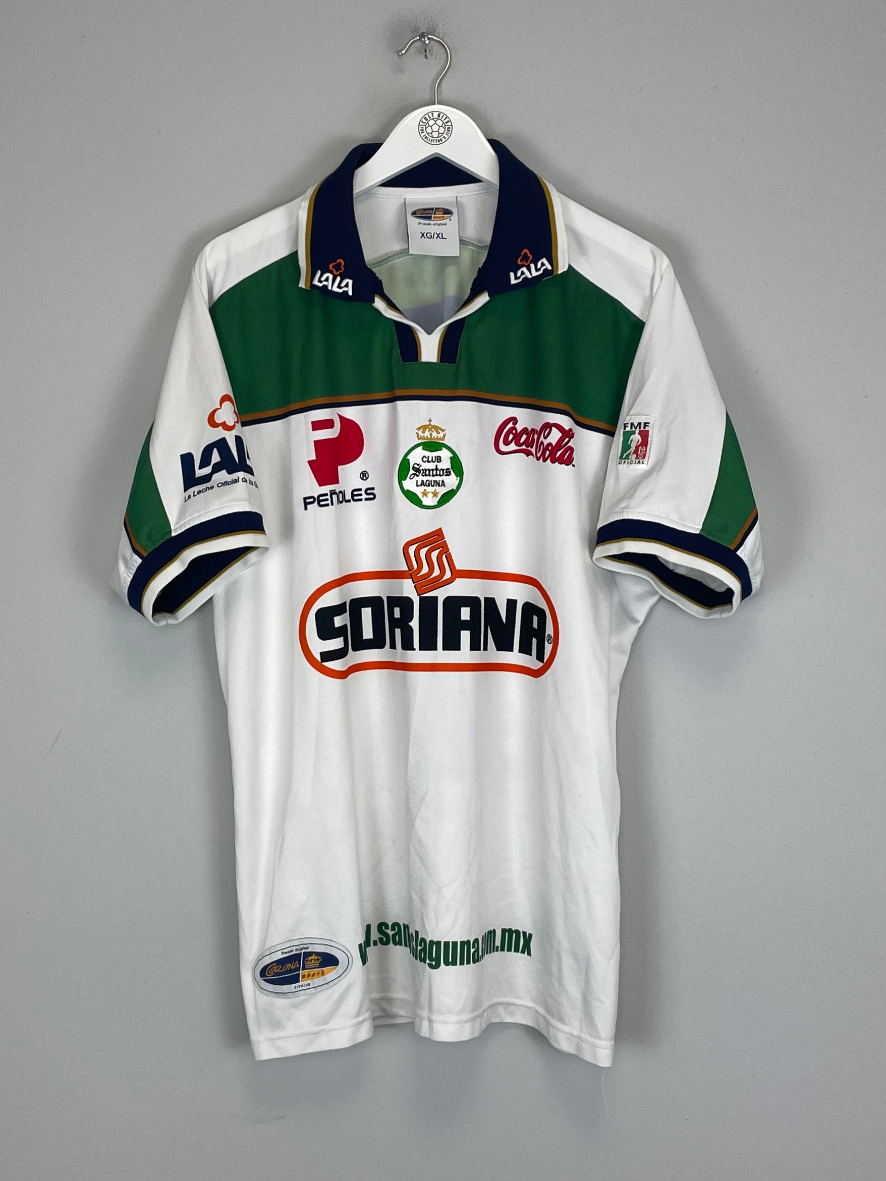 Shop 2001/02 SANTOS LAGUNA HOME SHIRT (XL) CORONA, classic football shirts, vintage football shirts & retro soccer jerseys at Cult Kits