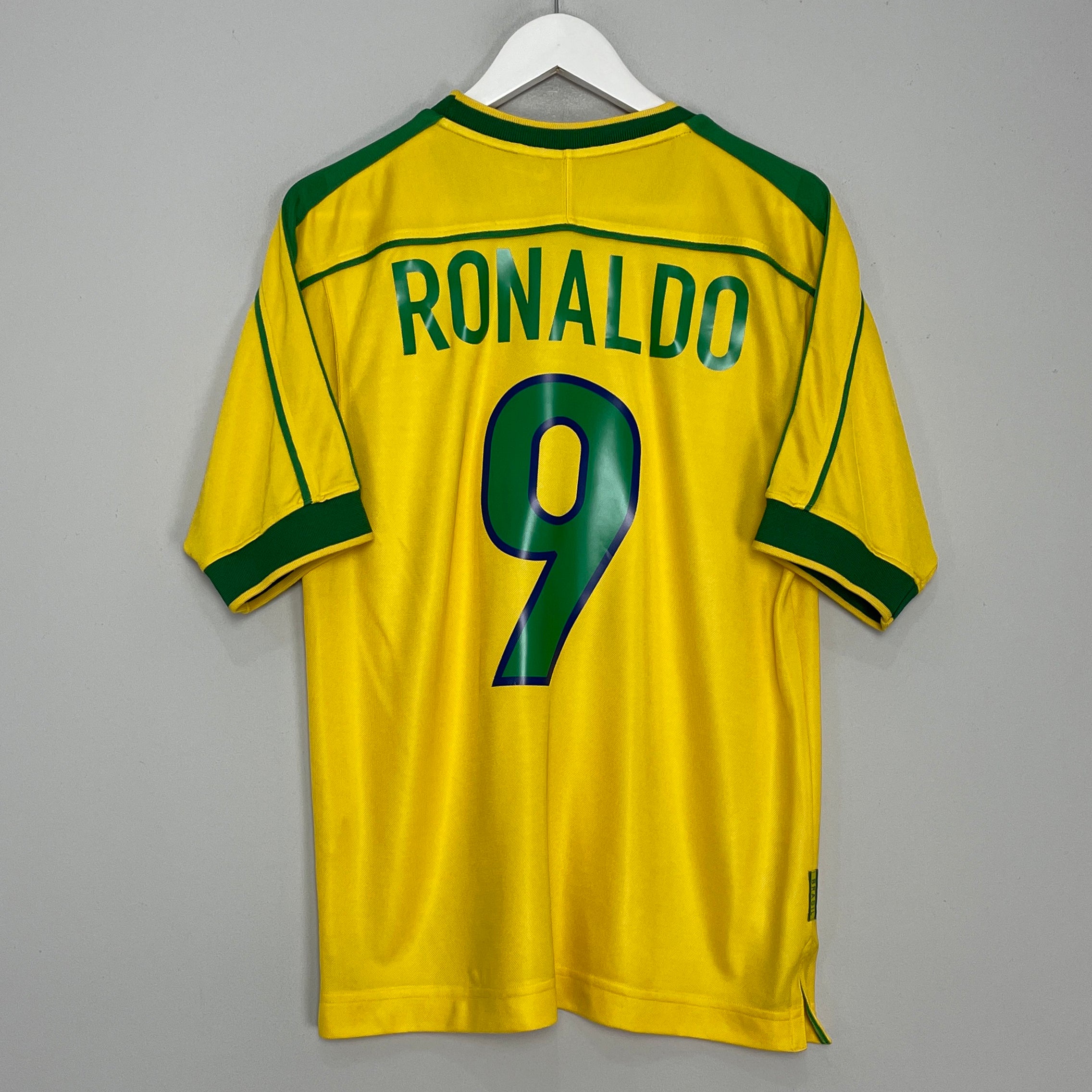 Shop 1998/00 BRAZIL RONALDO #9 HOME SHIRT (S) NIKE, classic football shirts, vintage football shirts & retro soccer jerseys at Cult Kits