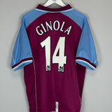 Shop 2000/01 ASTON VILLA GINOLA #14 HOME SHIRT (L) DIADORA, classic football shirts, vintage football shirts & retro soccer jerseys at Cult Kits