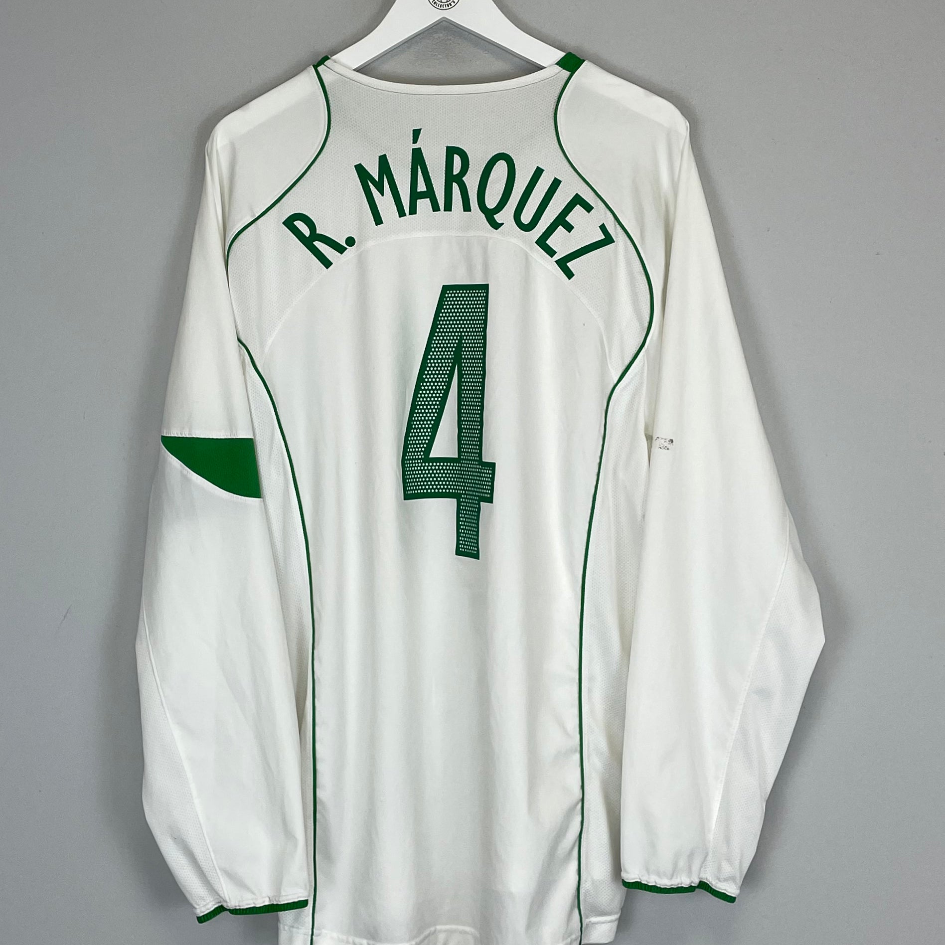 Shop 2005/06 MEXICO R.MARQUEZ #4 L/S AWAY SHIRT (L) NIKE, classic football shirts, vintage football shirts & retro soccer jerseys at Cult Kits