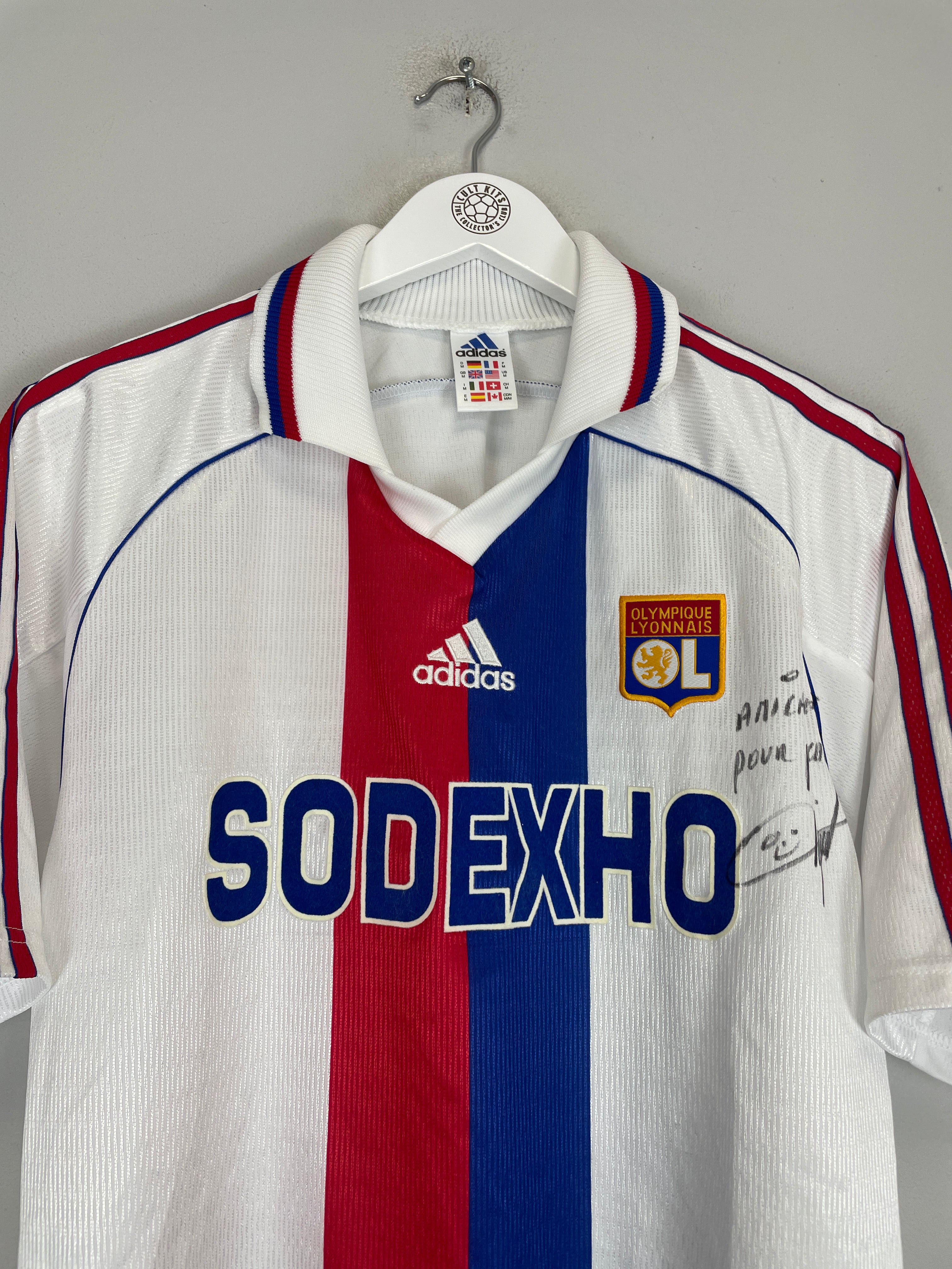 Shop 1998/99 LYON *SIGNED* HOME SHIRT (M) ADIDAS, classic football shirts, vintage football shirts & retro soccer jerseys at Cult Kits