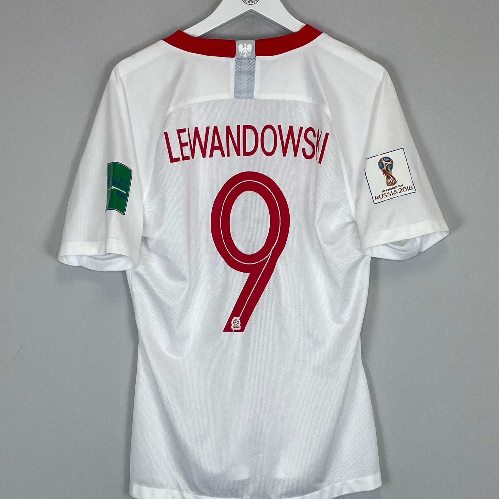 Shop 2018/19 POLAND LEWANDOWSKI #9 *PLAYER ISSUE* HOME SHIRT (L) NIKE, classic football shirts, vintage football shirts & retro soccer jerseys at Cult Kits