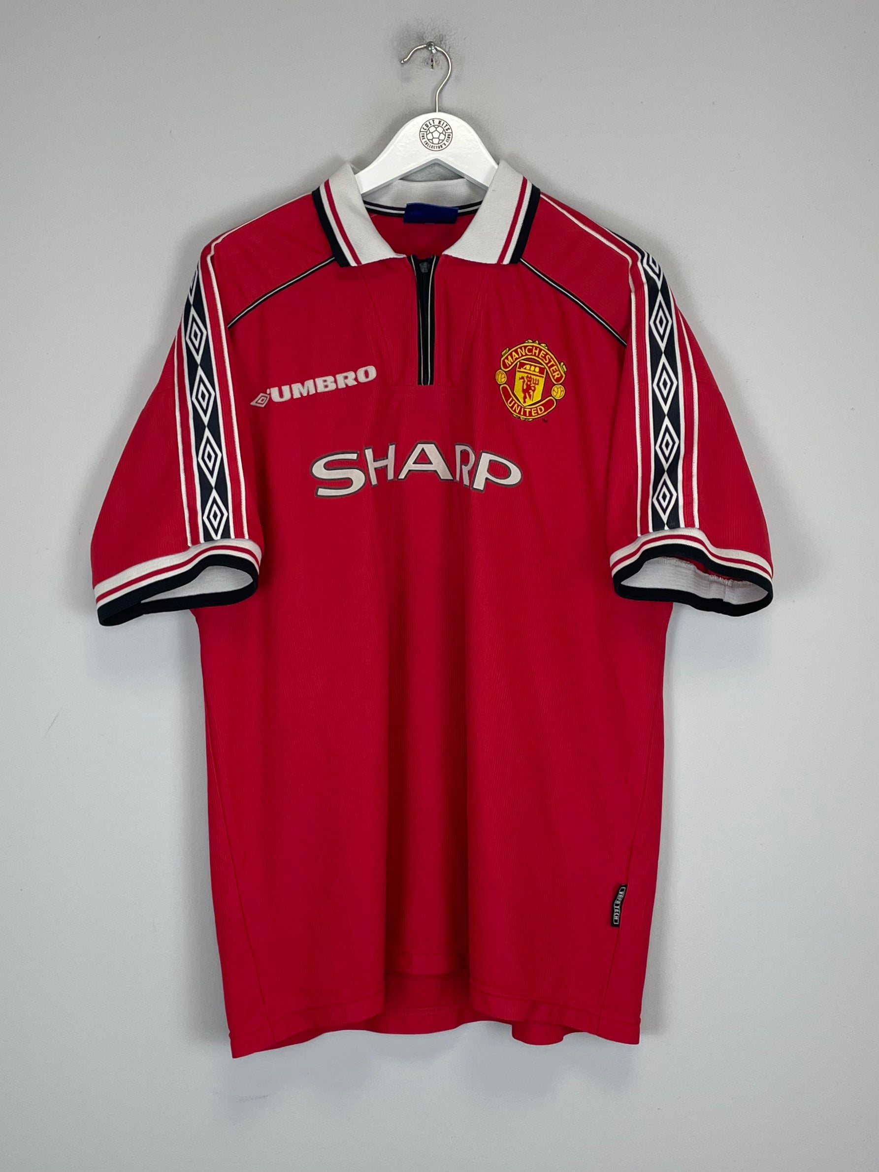 Shop 1998/00 MANCHESTER UNITED BECKHAM #7 HOME SHIRT (XL) UMBRO, classic football shirts, vintage football shirts & retro soccer jerseys at Cult Kits