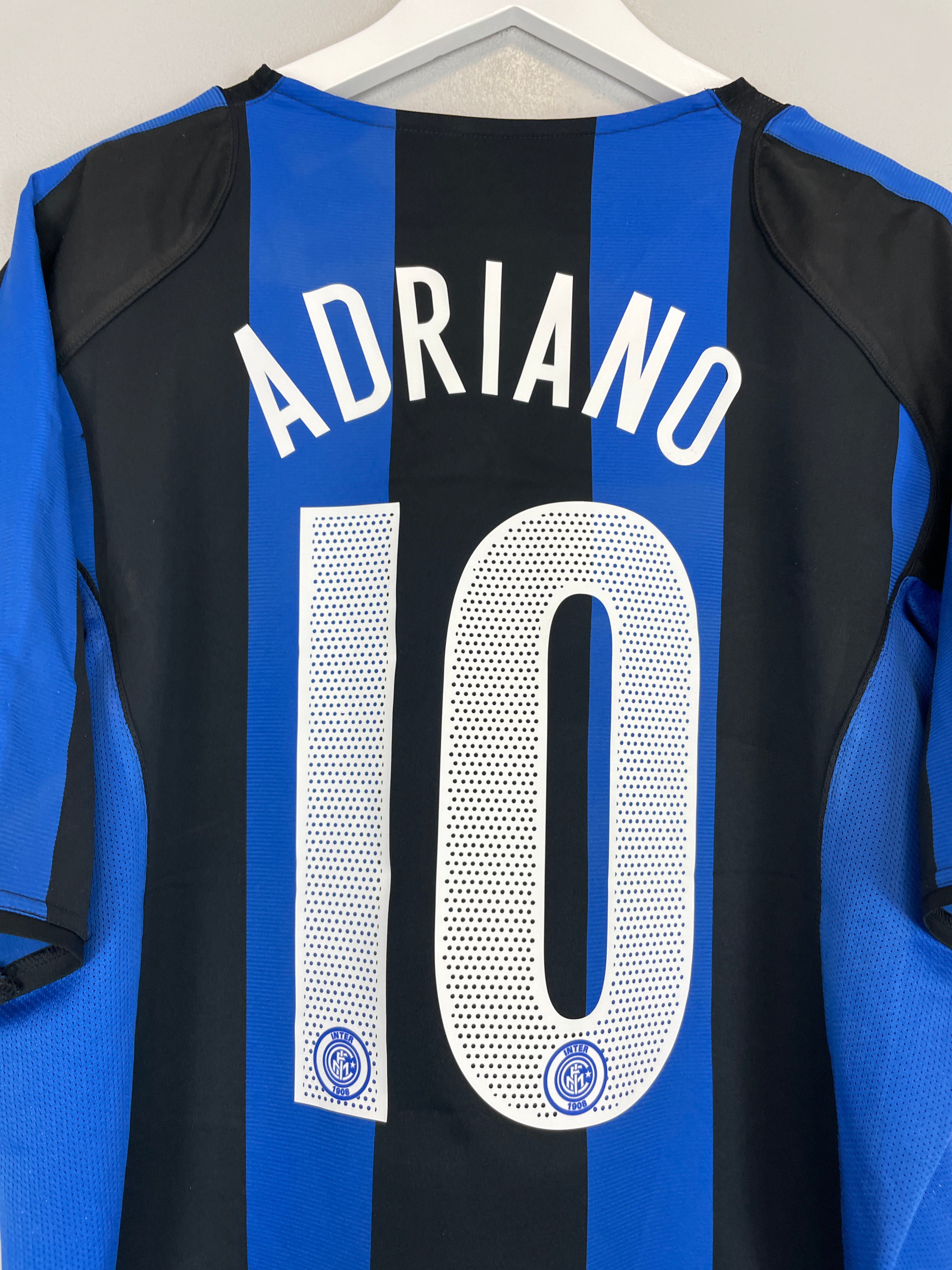 Shop 2004/05 INTER MILAN ADRIANO #10 HOME SHIRT (XL) NIKE, classic football shirts, vintage football shirts & retro soccer jerseys at Cult Kits