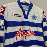 2012/13 QPR DERRY #4 *MATCH ISSUE + SIGNED* L/S HOME SHIRT (L) LOTTO