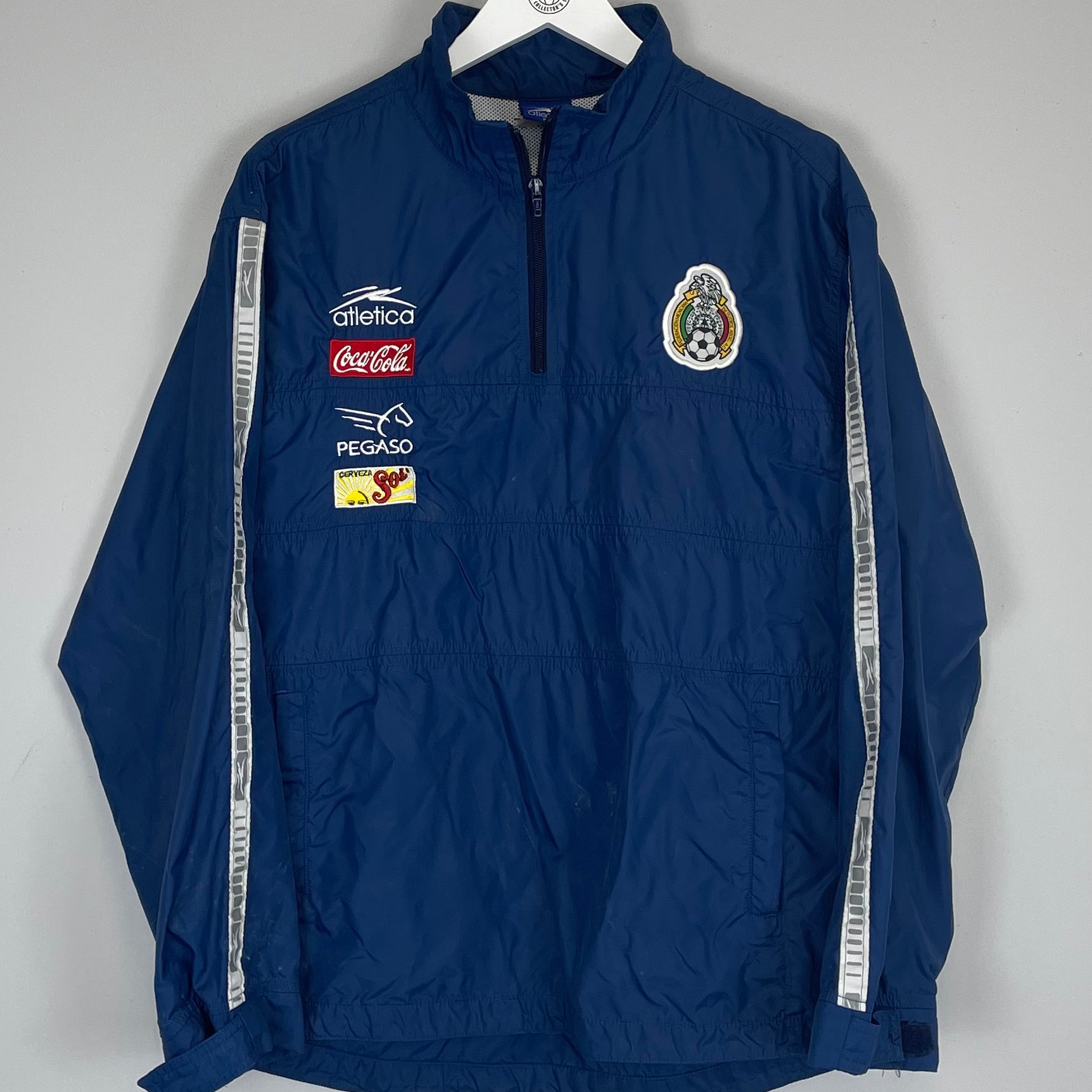 Shop 2001/02 MEXICO 1/4 ZIP TRACK JACKET (M) ATLETICA, classic football shirts, vintage football shirts & retro soccer jerseys at Cult Kits