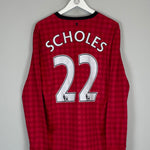 Shop 2012/13 MANCHESTER UNITED SCHOLES #22 L/S HOME SHIRT (L) NIKE, classic football shirts, vintage football shirts & retro soccer jerseys at Cult Kits