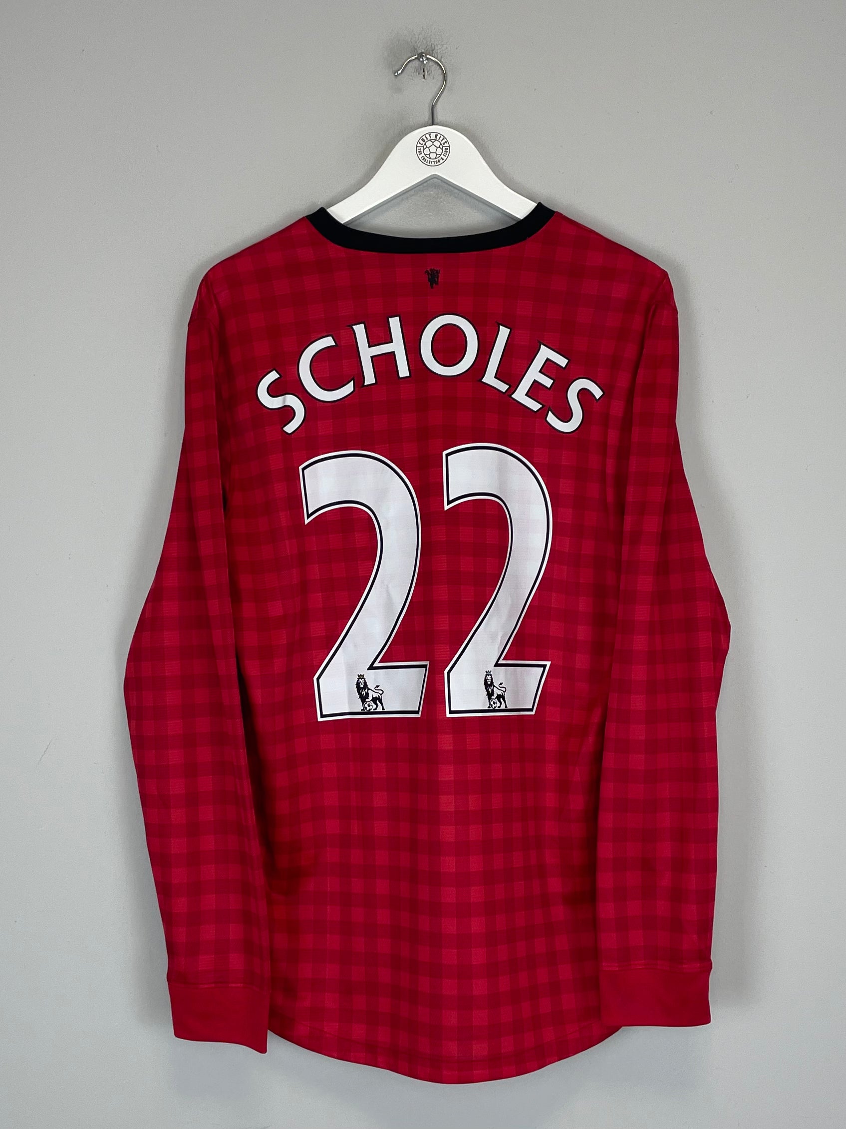 Shop 2012/13 MANCHESTER UNITED SCHOLES #22 L/S HOME SHIRT (L) NIKE, classic football shirts, vintage football shirts & retro soccer jerseys at Cult Kits