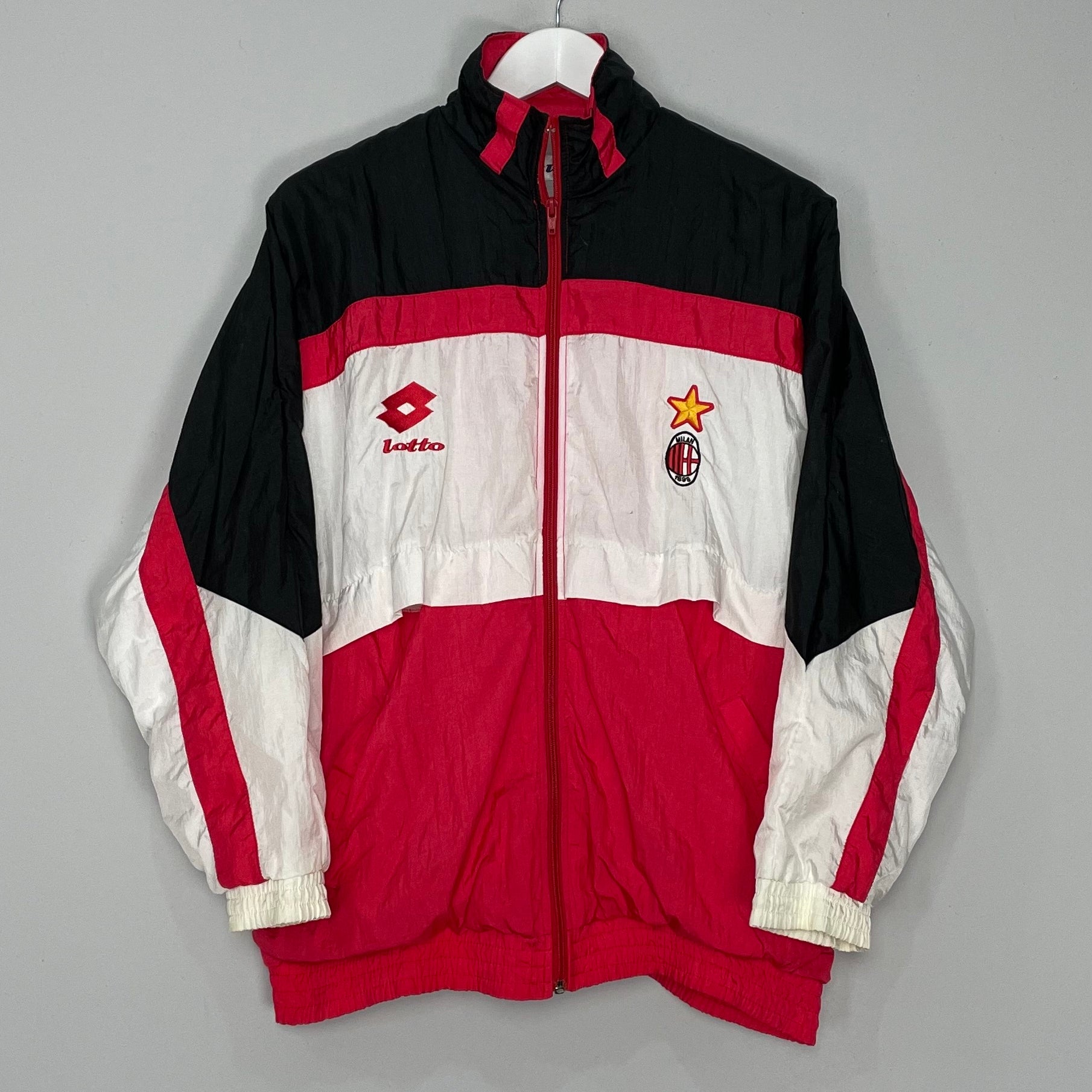 Shop 1995/96 AC MILAN TRACK JACKET (M) LOTTO, classic football shirts, vintage football shirts & retro soccer jerseys at Cult Kits