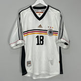 Shop 1998/00 GERMANY KLINSMANN #18 HOME SHIRT (L) ADIDAS, classic football shirts, vintage football shirts & retro soccer jerseys at Cult Kits