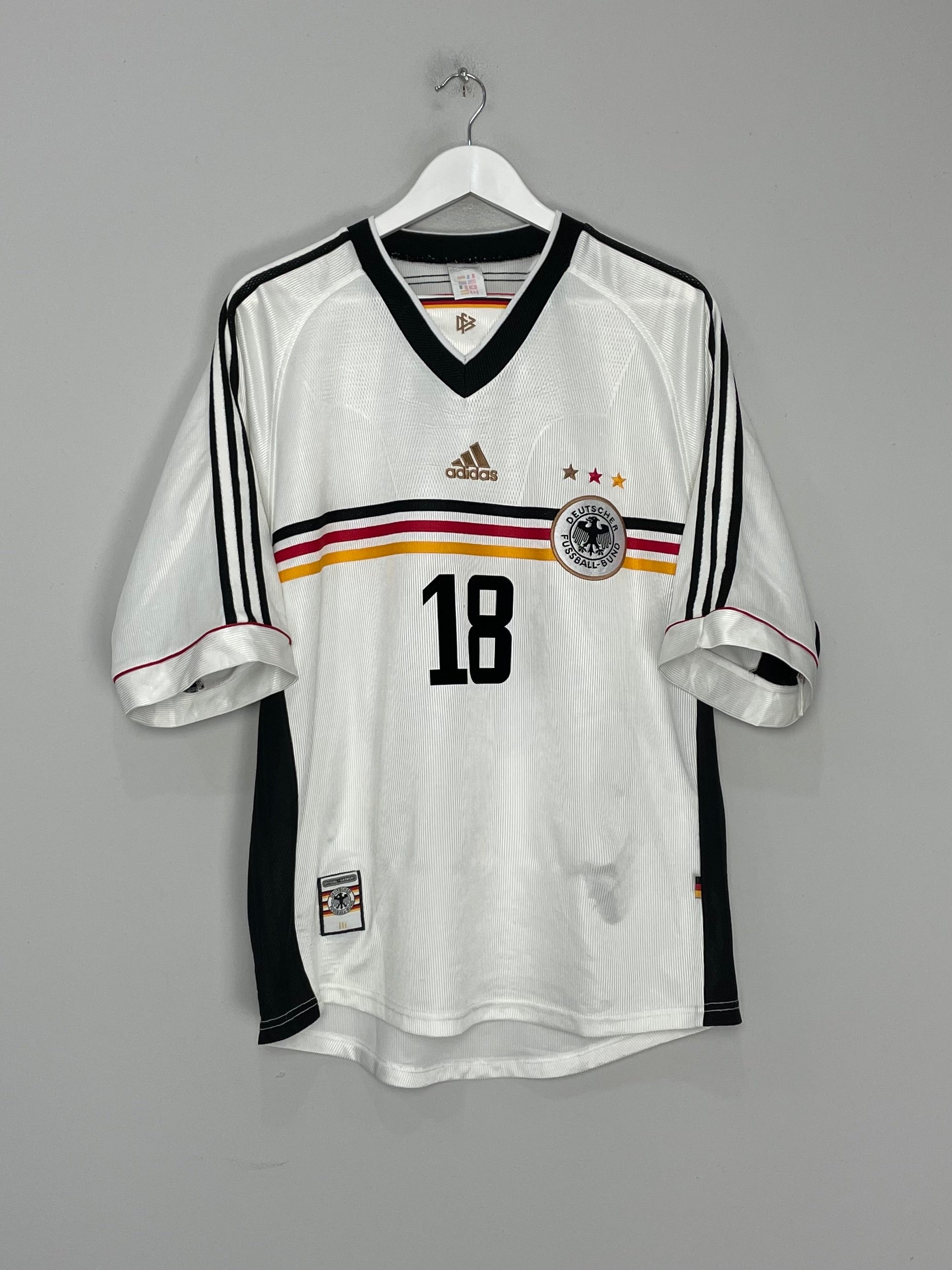 Shop 1998/00 GERMANY KLINSMANN #18 HOME SHIRT (L) ADIDAS, classic football shirts, vintage football shirts & retro soccer jerseys at Cult Kits