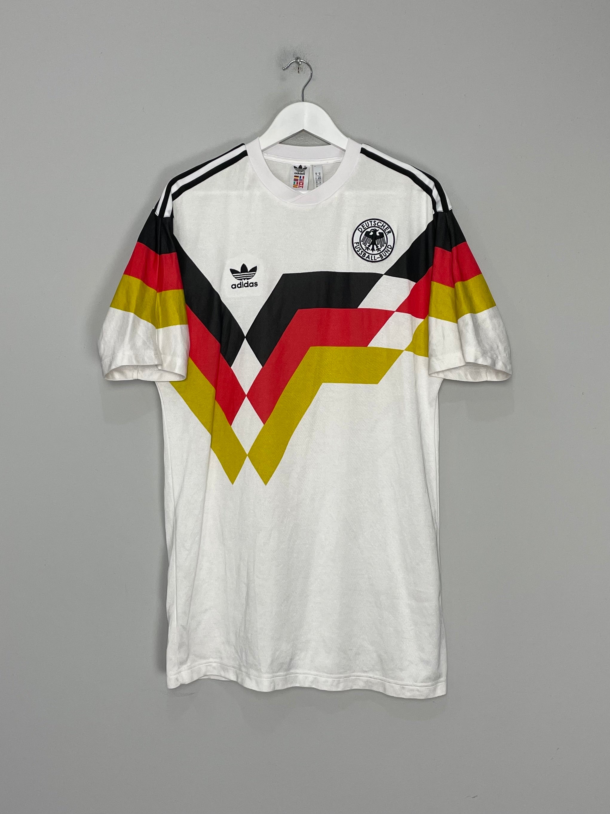 Shop 1990 GERMANY #10 *ADIDAS ORIGINALS* RE-ISSUE* HOME SHIRT (M) ADIDAS, classic football shirts, vintage football shirts & retro soccer jerseys at Cult Kits