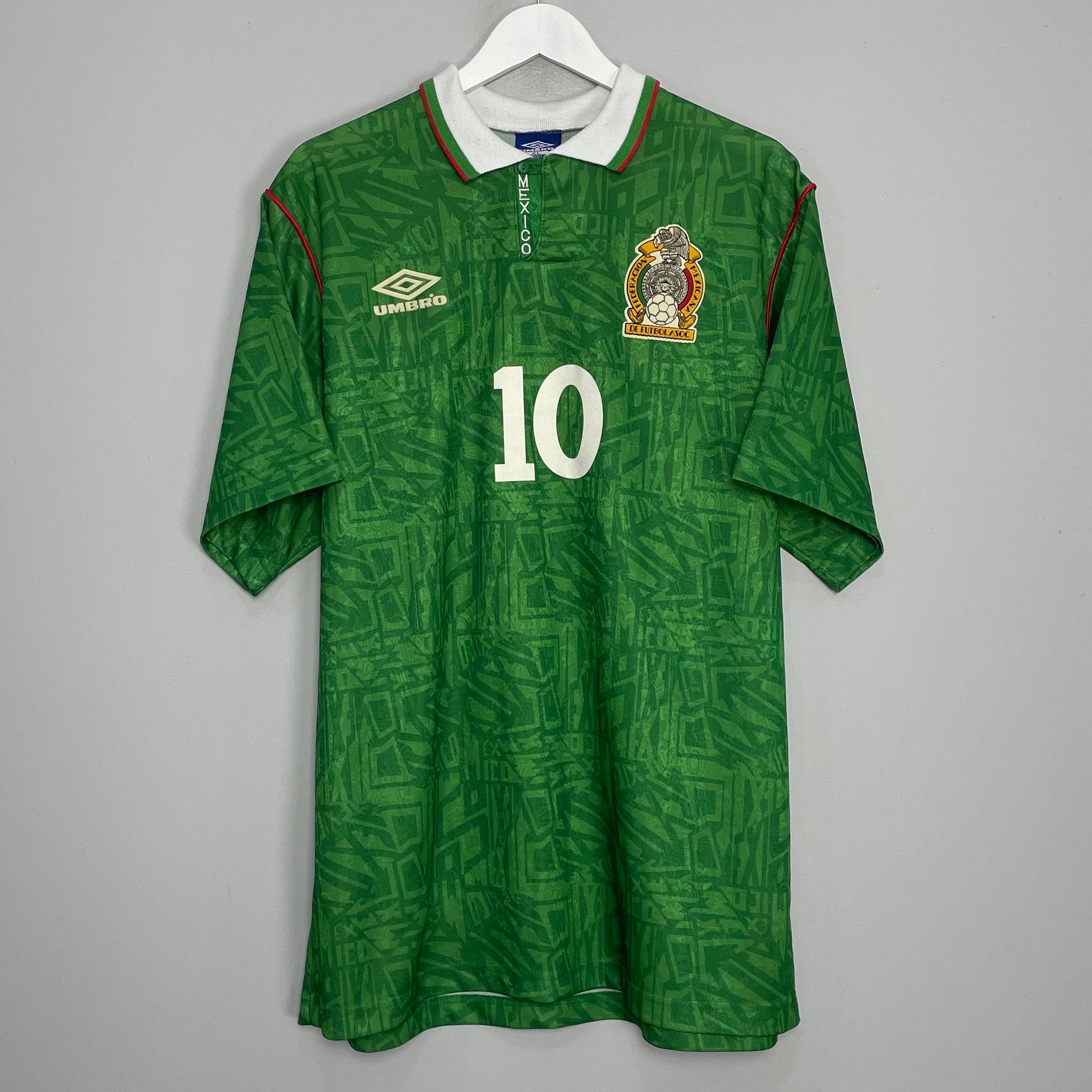 Shop 1994 MEXICO #10 HOME SHIRT (XL) UMBRO, classic football shirts, vintage football shirts & retro soccer jerseys at Cult Kits
