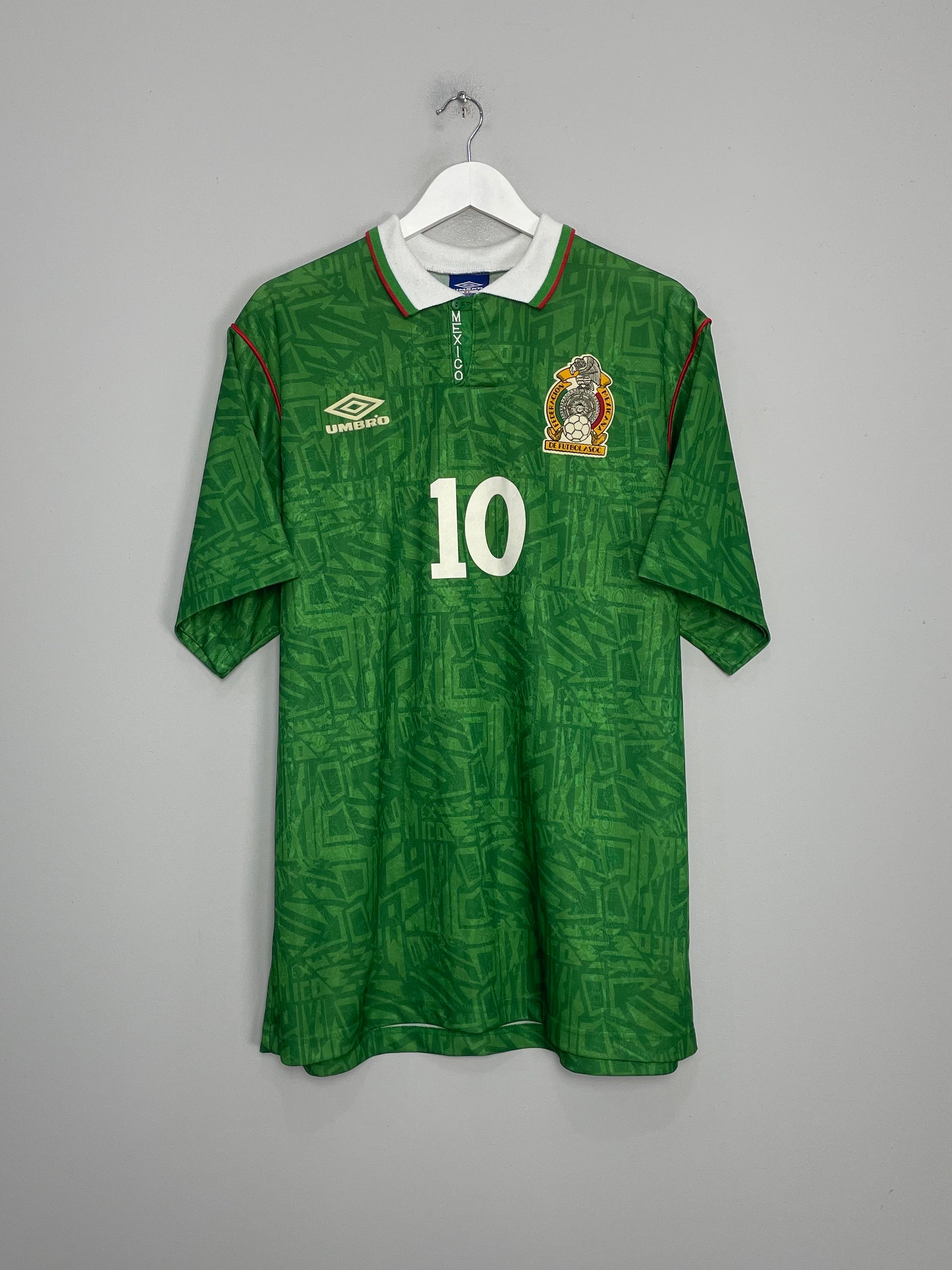 Shop 1994 MEXICO #10 HOME SHIRT (XL) UMBRO, classic football shirts, vintage football shirts & retro soccer jerseys at Cult Kits