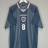 1996/97 ENGLAND GASCOIGNE #8 AWAY SHIRT (XL) UMBRO