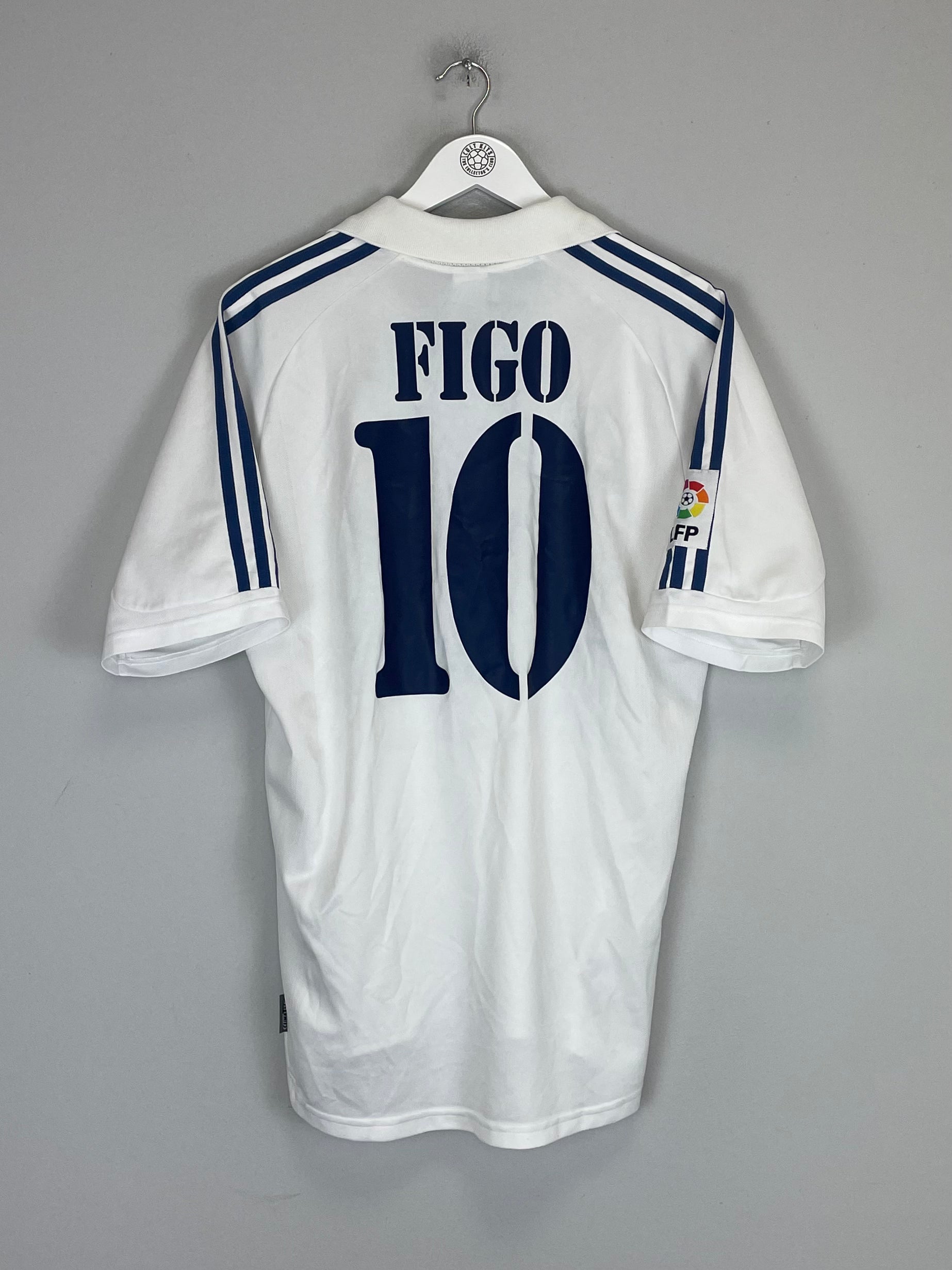 Shop 2001/02 REAL MADRID FIGO #10 HOME SHIRT (M) ADIDAS, classic football shirts, vintage football shirts & retro soccer jerseys at Cult Kits