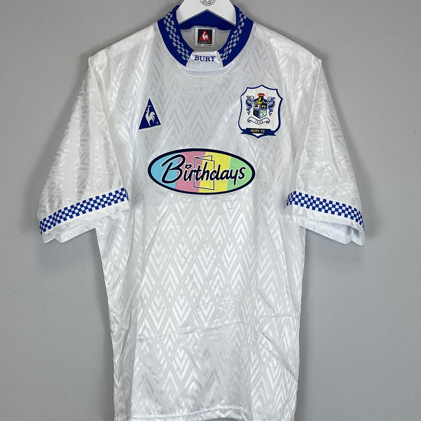 Shop 1996/97 BURY FC *MINT* HOME SHIRT (L) LE COQ, classic football shirts, vintage football shirts & retro soccer jerseys at Cult Kits