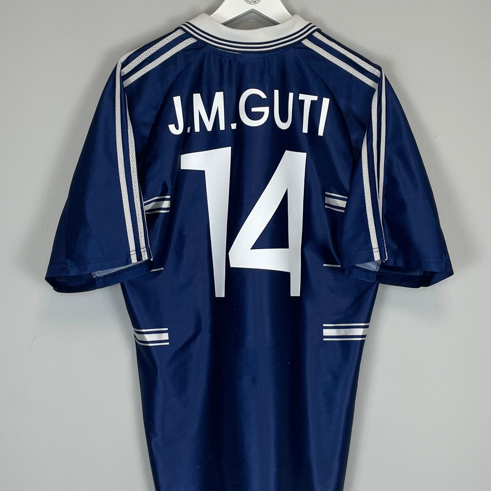 Shop 1998/00 REAL MADRID GUTI #14 AWAY SHIRT (M) ADIDAS, classic football shirts, vintage football shirts & retro soccer jerseys at Cult Kits