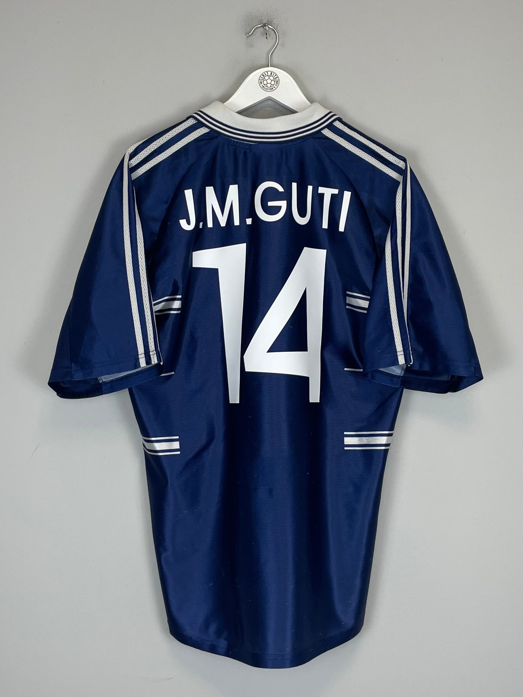 Shop 1998/00 REAL MADRID GUTI #14 AWAY SHIRT (M) ADIDAS, classic football shirts, vintage football shirts & retro soccer jerseys at Cult Kits