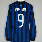 2011/12 INTER MILAN FORLAN #9 L/S AUTHENTIC (WINTER VERSION) HOME SHIRT (M) NIKE