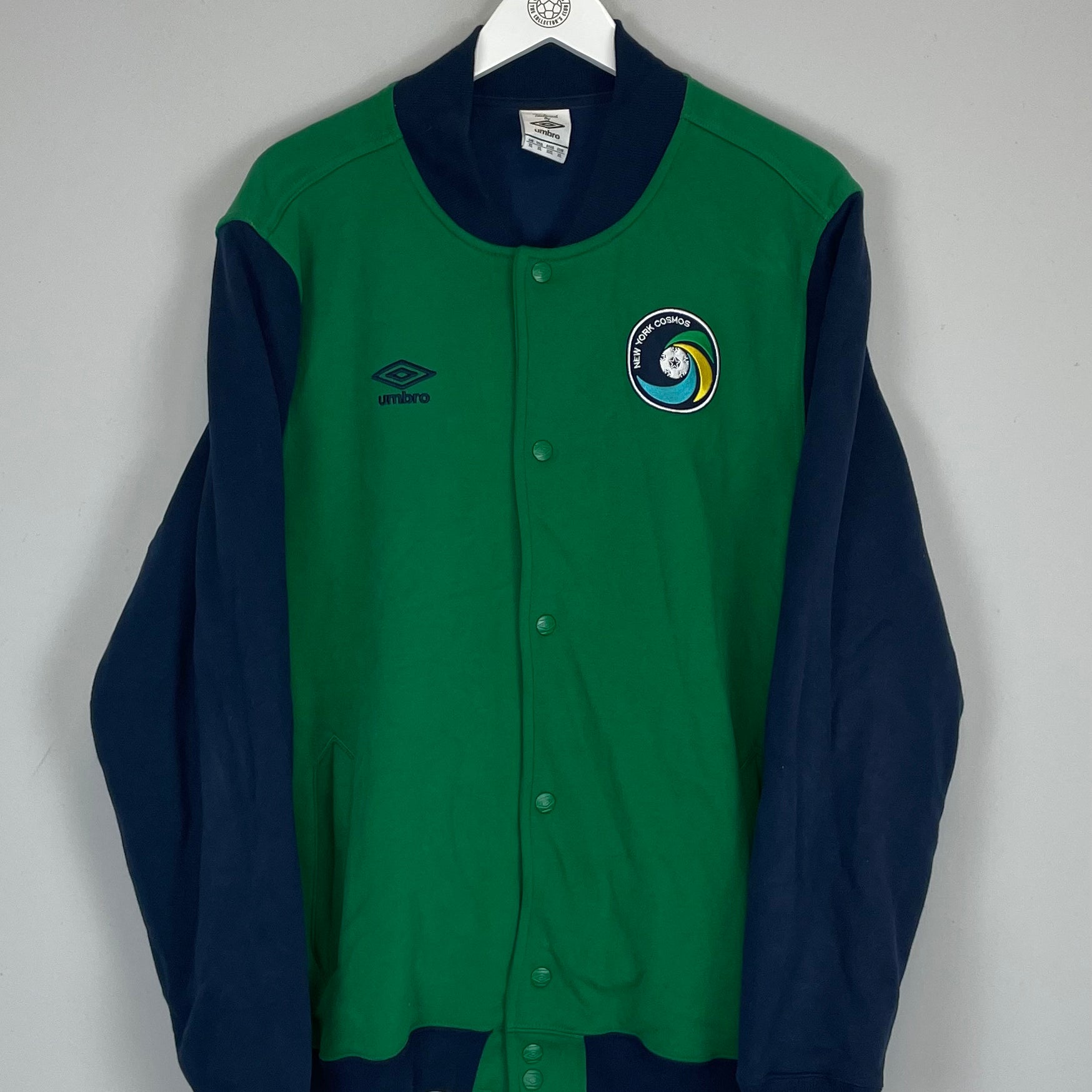 Shop 2011/12 NEW YORK COSMOS *BNWOT* FLEECE BASEBALL JACKET (XL) UMBRO, classic football shirts, vintage football shirts & retro soccer jerseys at Cult Kits