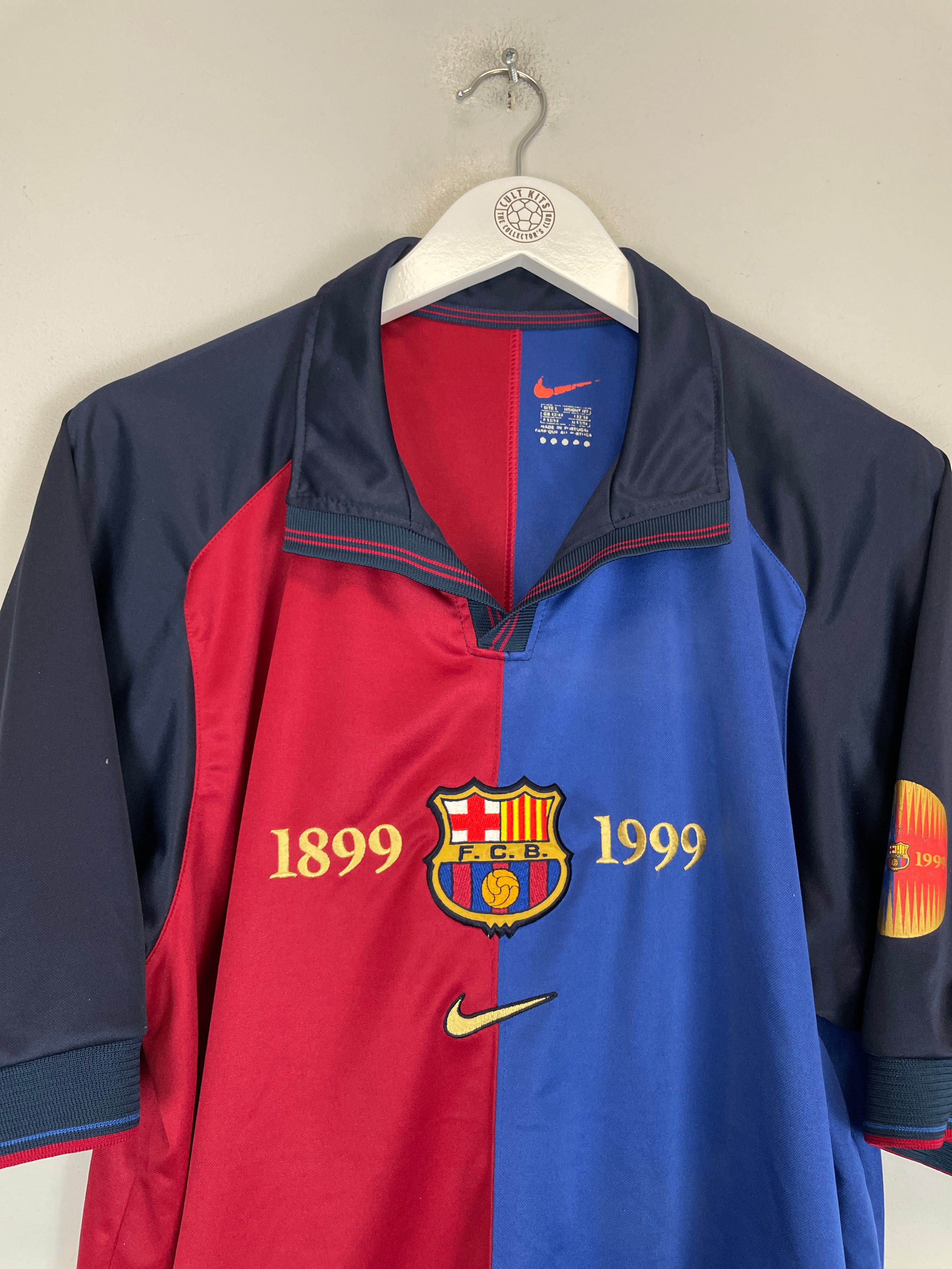 Shop 1999/00 BARCELONA GUARDIOLA #4 *CENTENARY* HOME SHIRT (L) NIKE, classic football shirts, vintage football shirts & retro soccer jerseys at Cult Kits