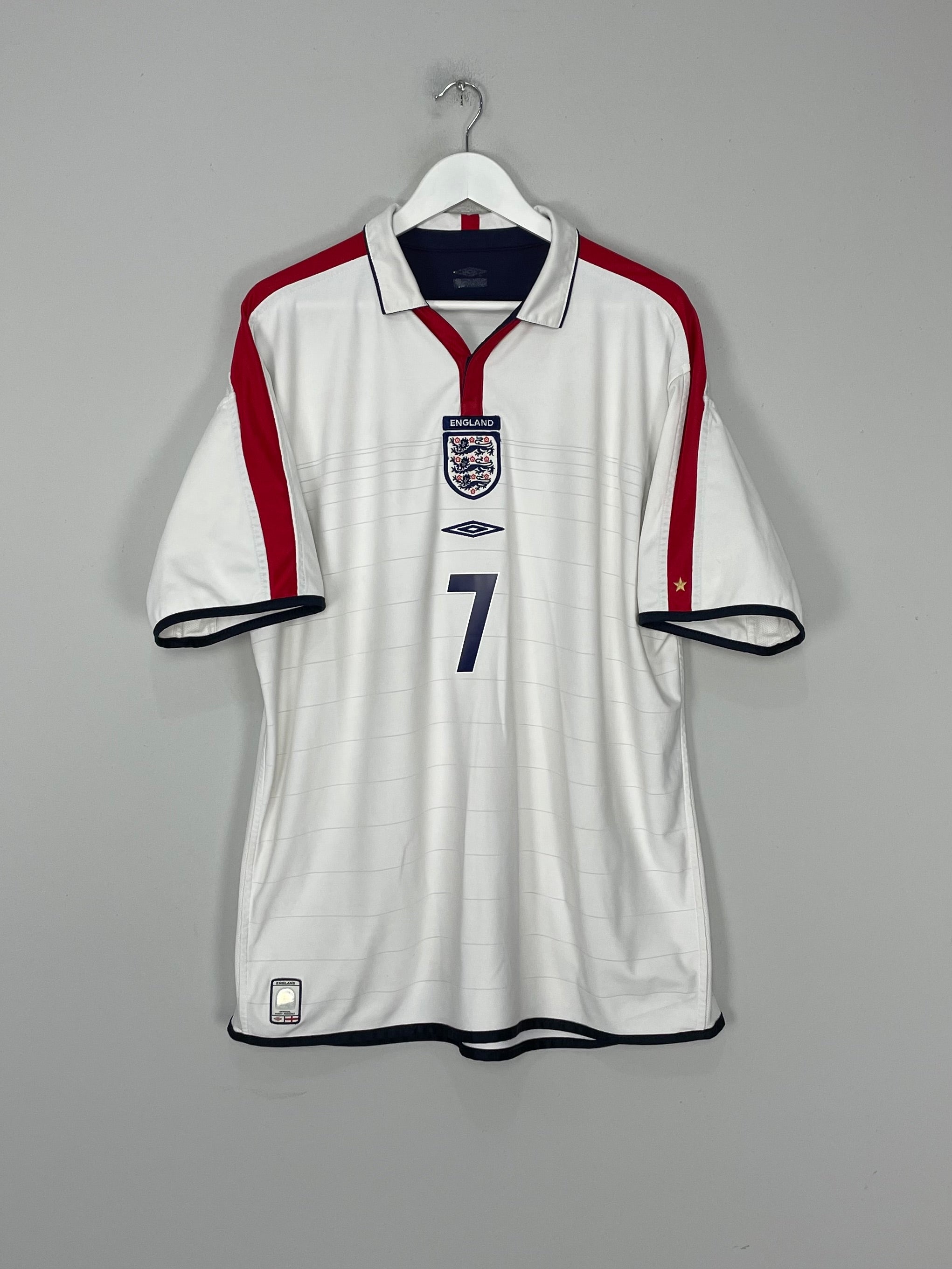 Shop 2003/05 ENGLAND BECKHAM #7 HOME SHIRT (XXL) UMBRO, classic football shirts, vintage football shirts & retro soccer jerseys at Cult Kits